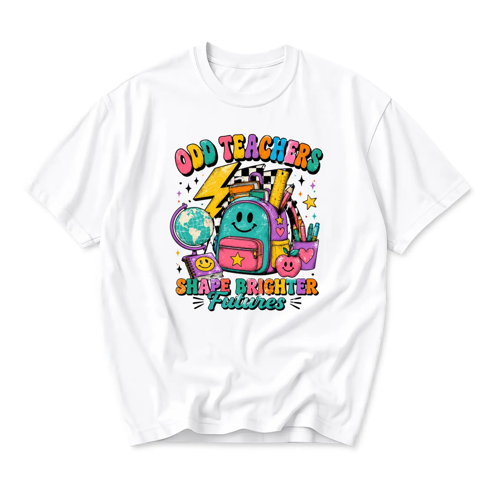 Graphic Tee Odd Teachers Shape Brighter Futures Unisex Crew Neck Short Sleeve Casual Cotton Blend Comfortable Everyday Top