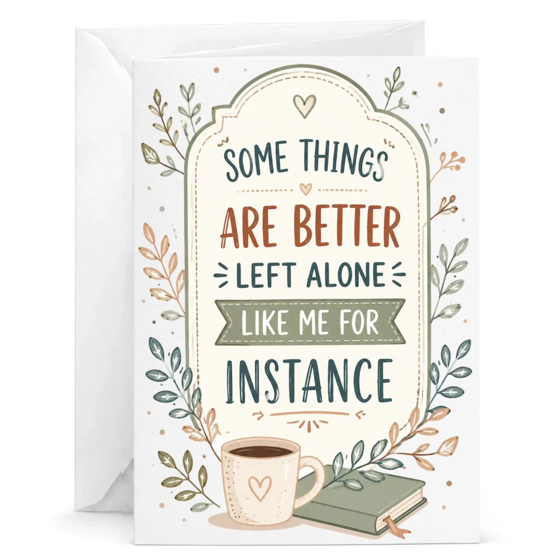 Funny Greeting Card Some Things Are Better Left Alone Like Me for Instance Stationery Note Introverts