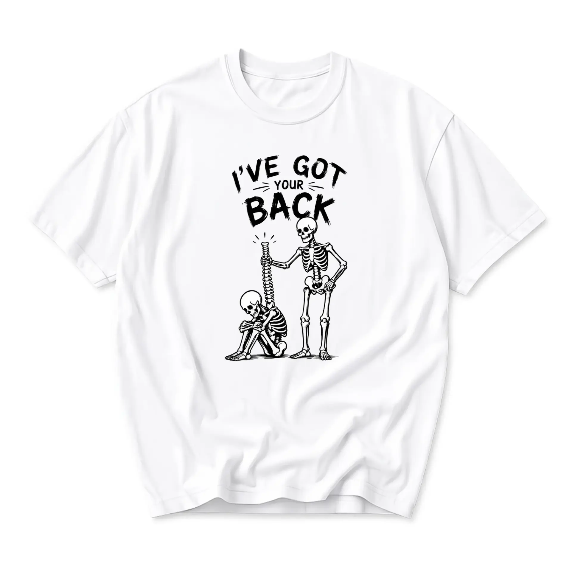 Funny Shirt I've Got Your Back Skeleton Graphic Tee Unisex Cotton Crew Neck Casual Top for Everyday Wear