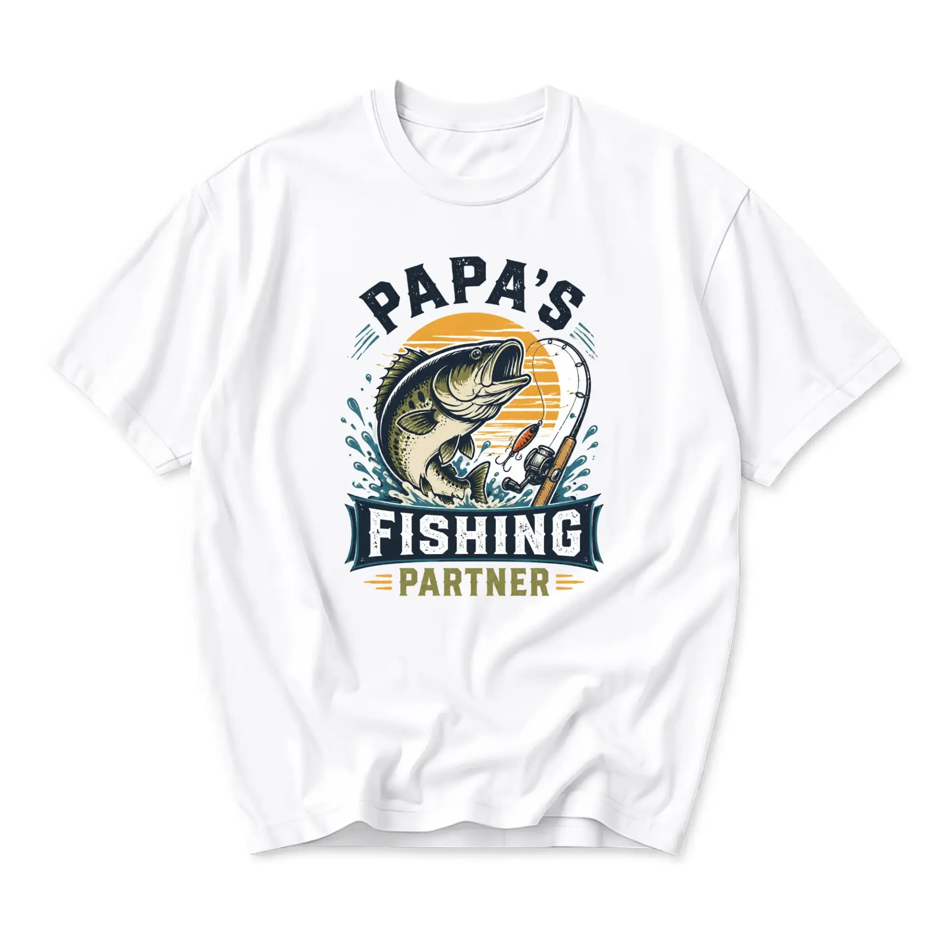 Funny Shirt Papa's Fishing Partner Graphic Tee Unisex Casual Apparel for