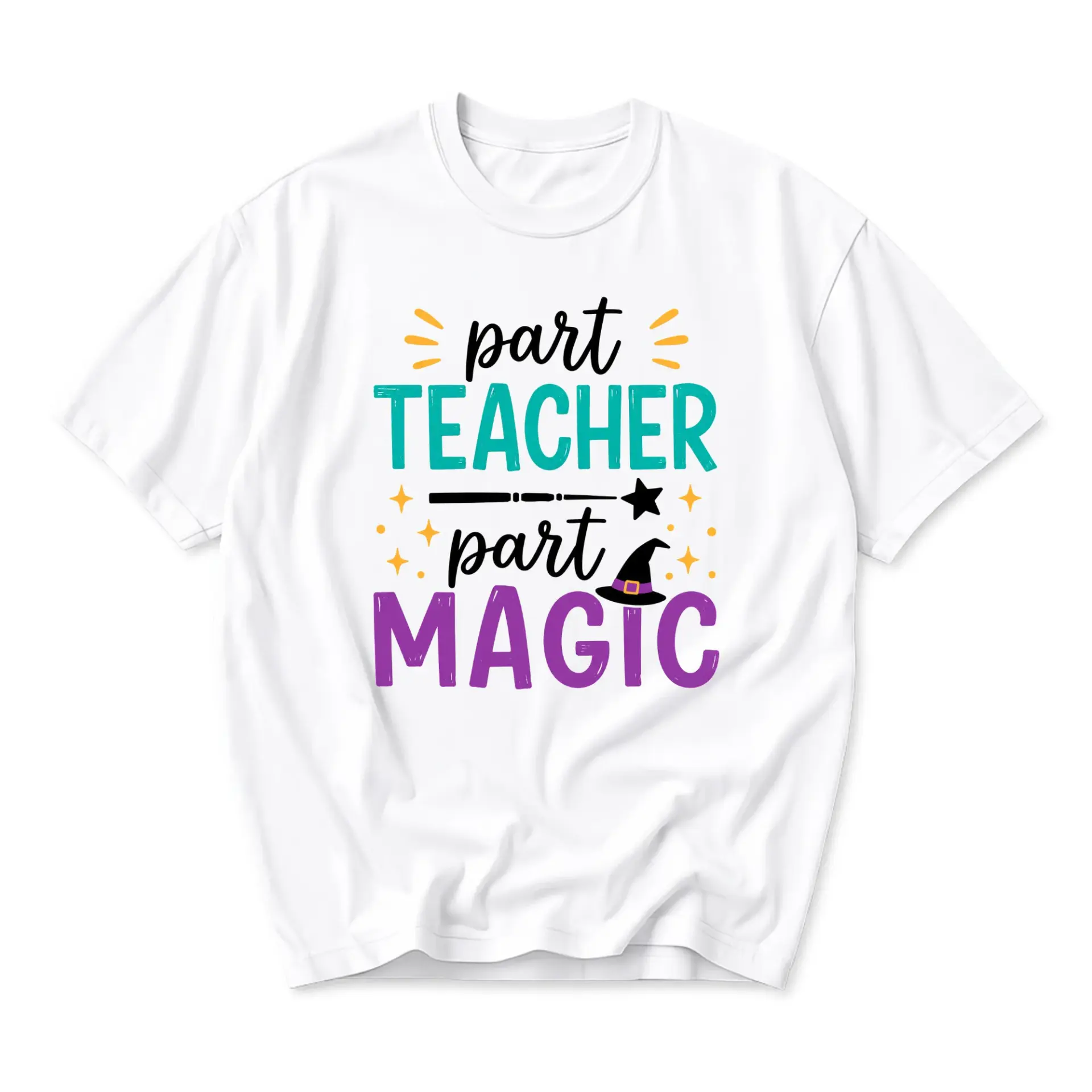 Graphic Tee Part Teacher Part Magic Unisex Cotton Casual Crew Neck Shirt for Educator Appreciation and Daily Wear