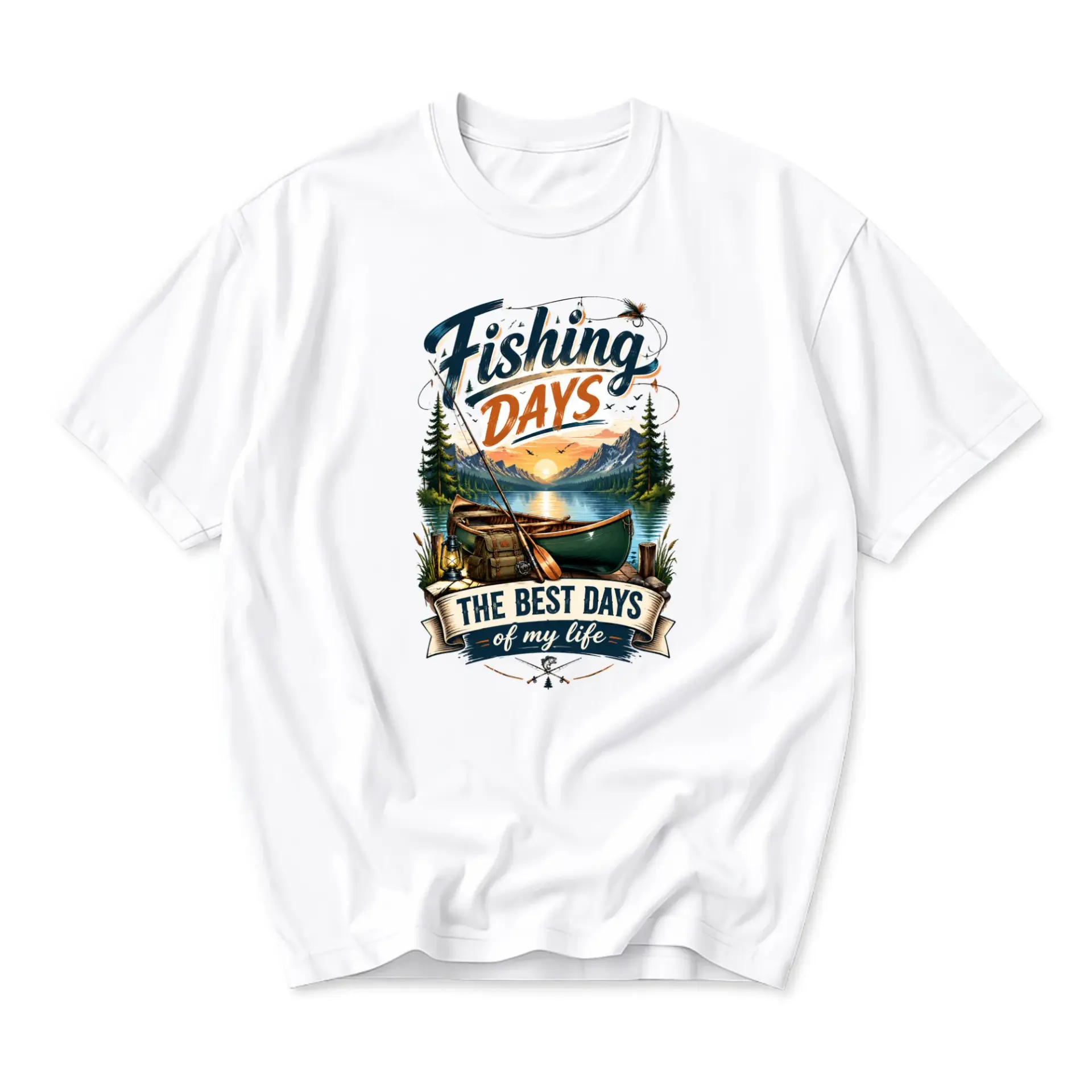 Graphic Tee Fishing Days the Best of My Life Outdoor Enthusiast Unisex Crew Neck Casual Short Sleeve Shirt
