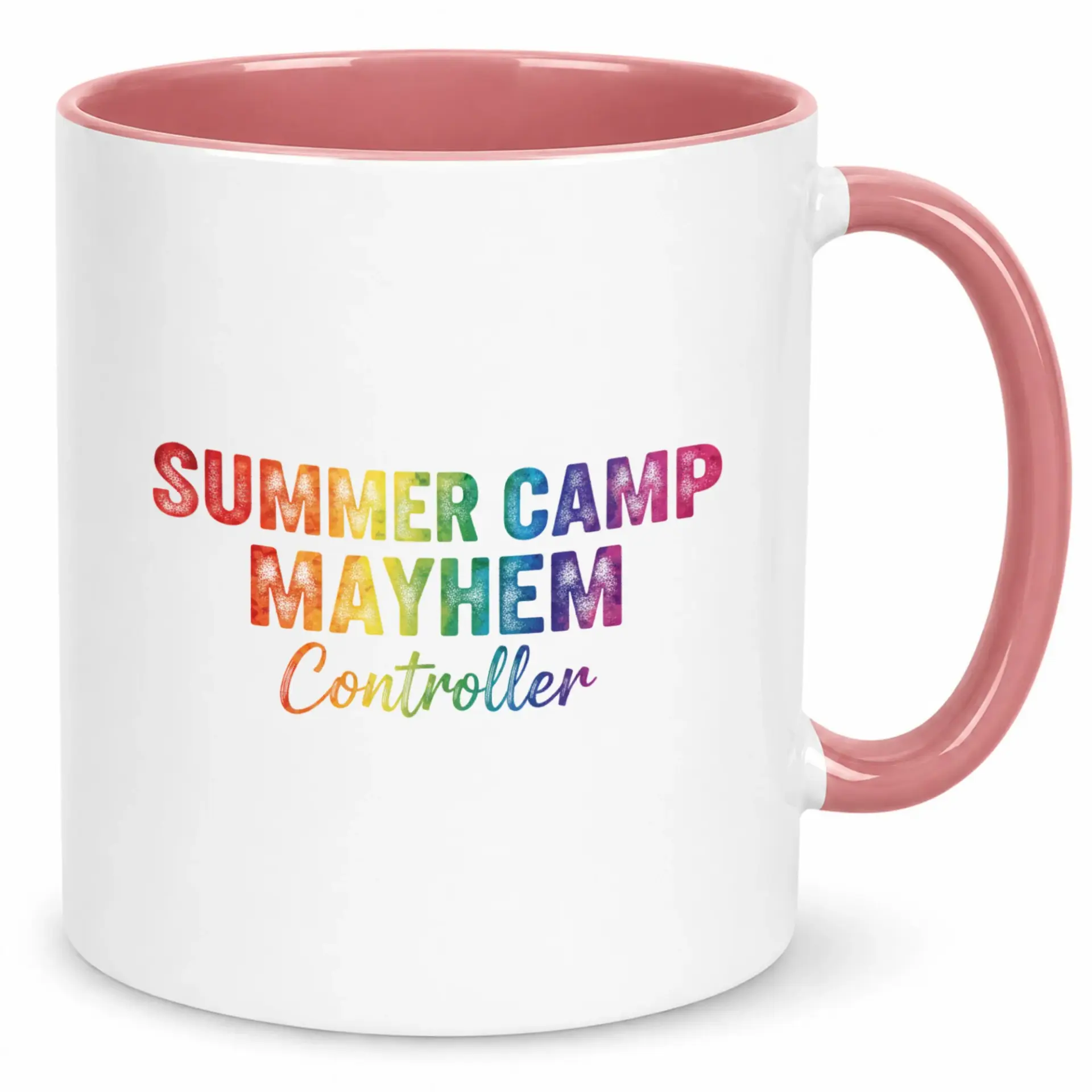 Funny Summer Camp Controller Coffee Mug, Premium 11oz or 15oz Ceramic Drinkware with Rainbow Mayhem Design, Ideal Gift for Camp Staff, Leaders, or Supervisors
