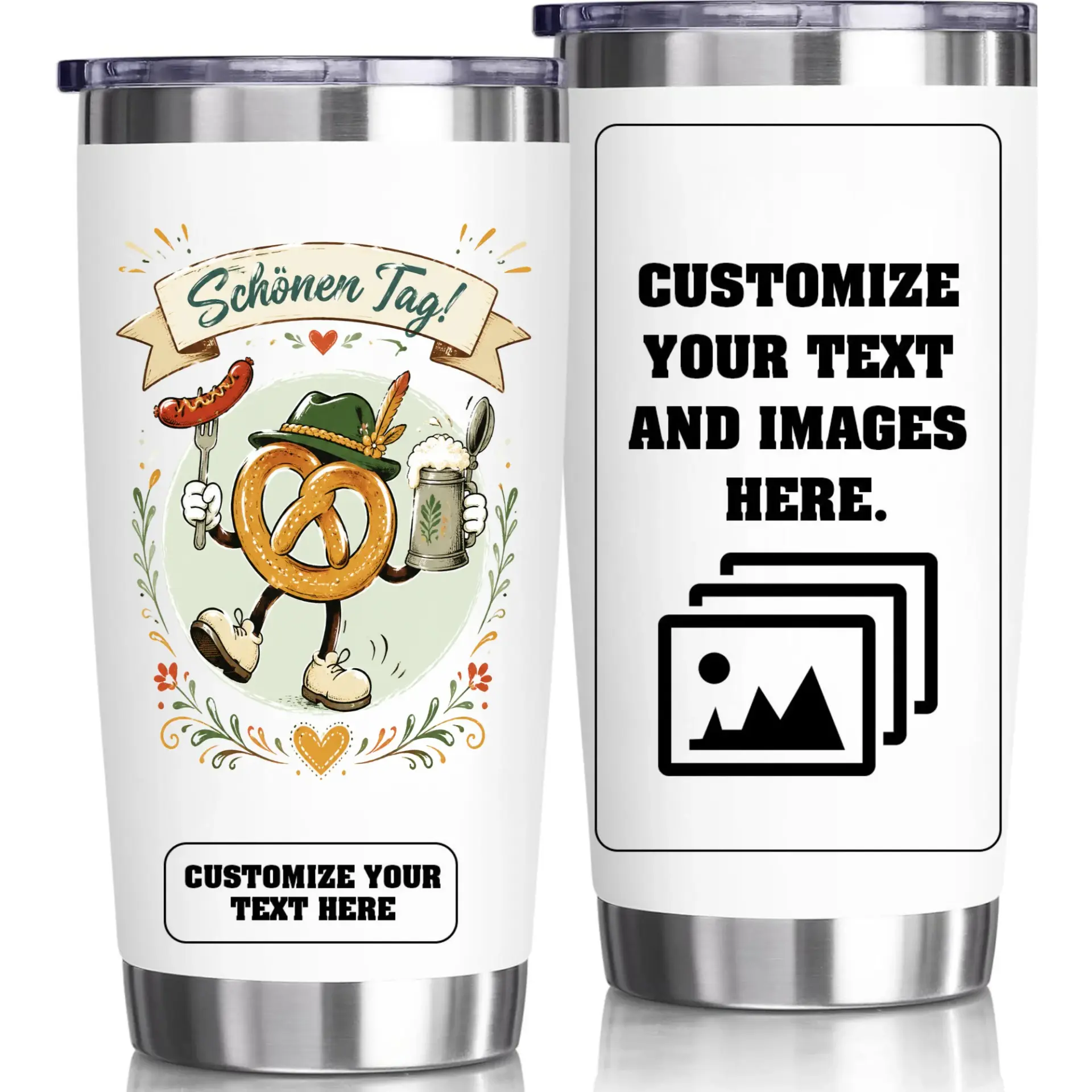Stainless Steel Tumbler 20 Oz Custom Design Insulated Cup for Hot and Cold Beverages with Splash Resistant Lid
