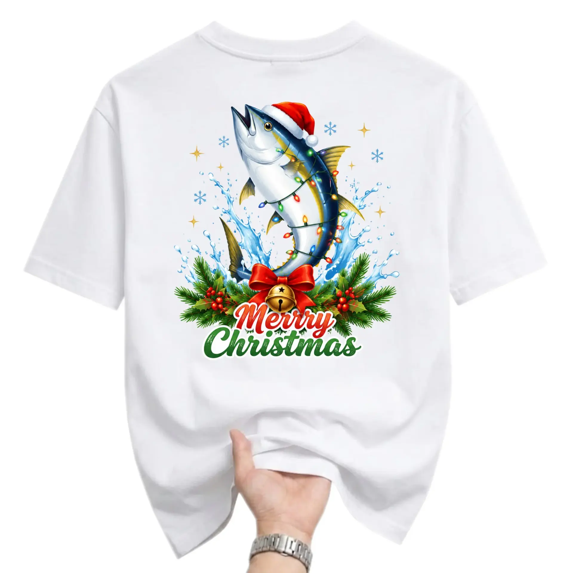 Graphic Tee Christmas Fishing T-Shirt Holiday Season Unisex Apparel Casual