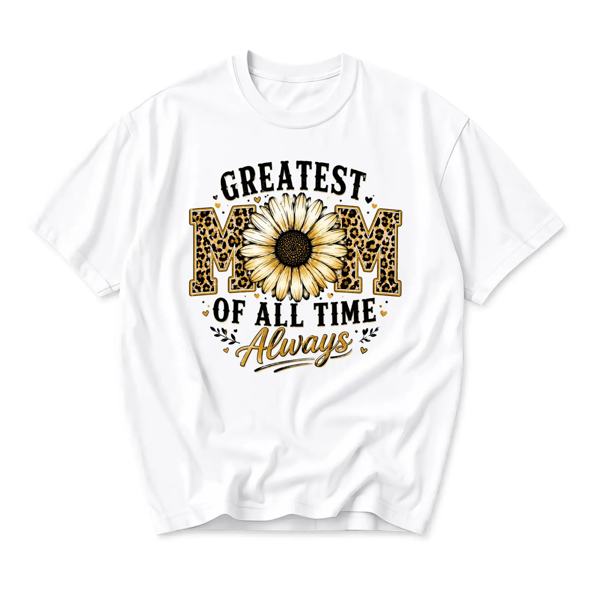 Graphic Tee Greatest Mom of All Time Always Sunflower Print Unisex Casual Crew Neck Comfortable Cotton Shirt
