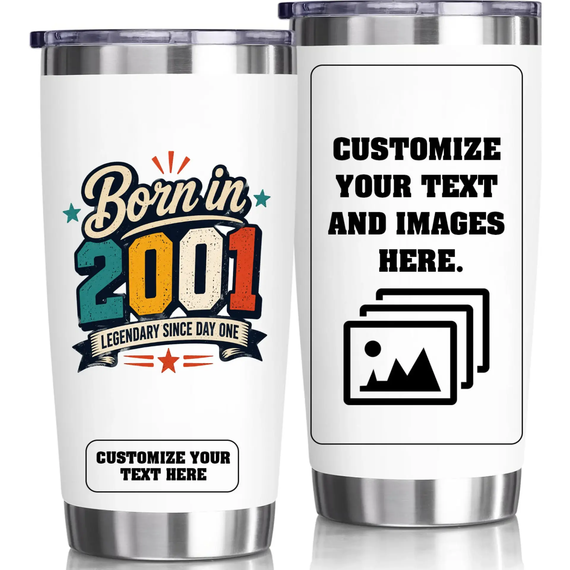 Stainless Steel Tumbler 20oz Vacuum Insulated Travel Mug Personalized Custom Birthday Gift for Coffee and Tea Drinkers