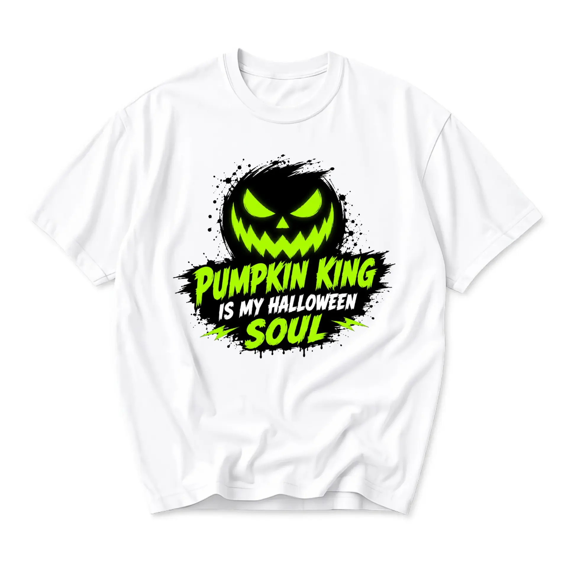 Funny Shirt Pumpkin King Is My Halloween Soul Graphic Printed Unisex Crew Neck Short Sleeve Casual Cotton Tee Top