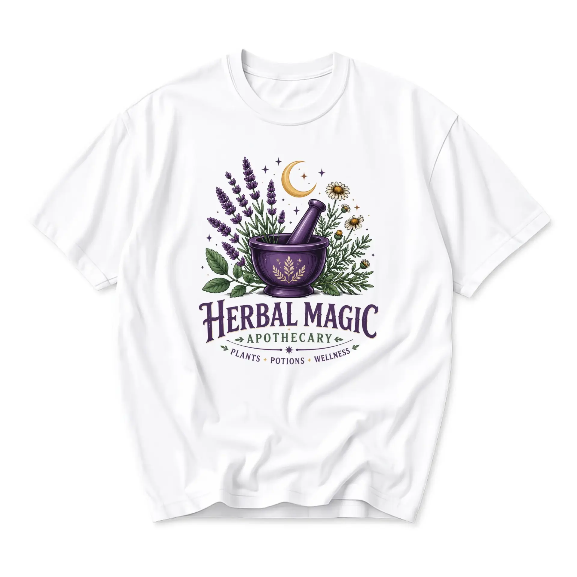 Graphic Tee Herbal Magic Apothecary Botanical Nature Design Unisex Crew Neck Short Sleeve Cotton Blend Casual Top
