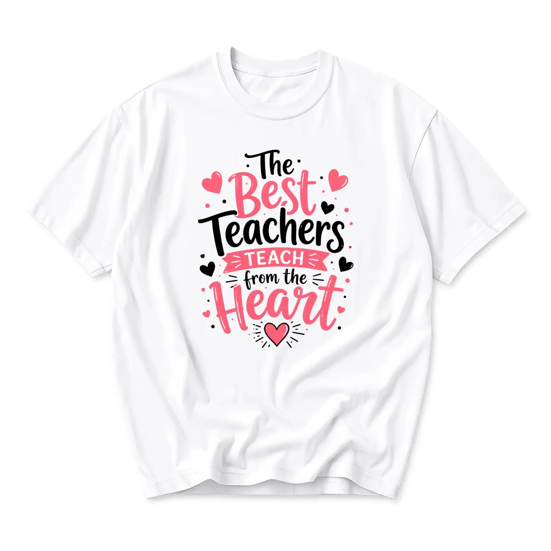 Graphic Tee the Best Teachers Teach from the Heart Print Unisex Crew Neck Casual Everyday Short Sleeve Cotton Shirt