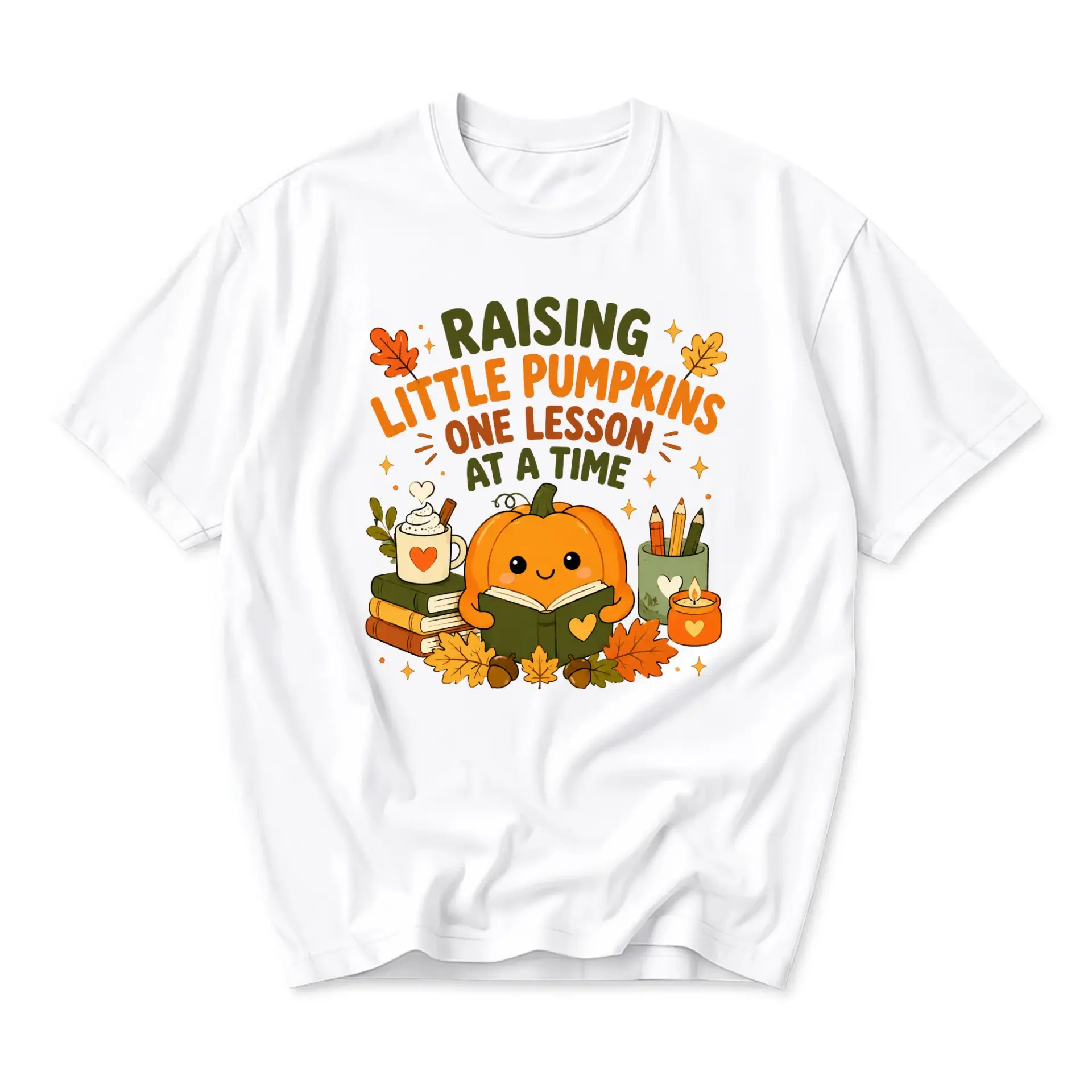 Graphic Tee Raising Little Pumpkins One Lesson at a Time Autumn Fall Themed Casual Short Sleeve Unisex Shirt