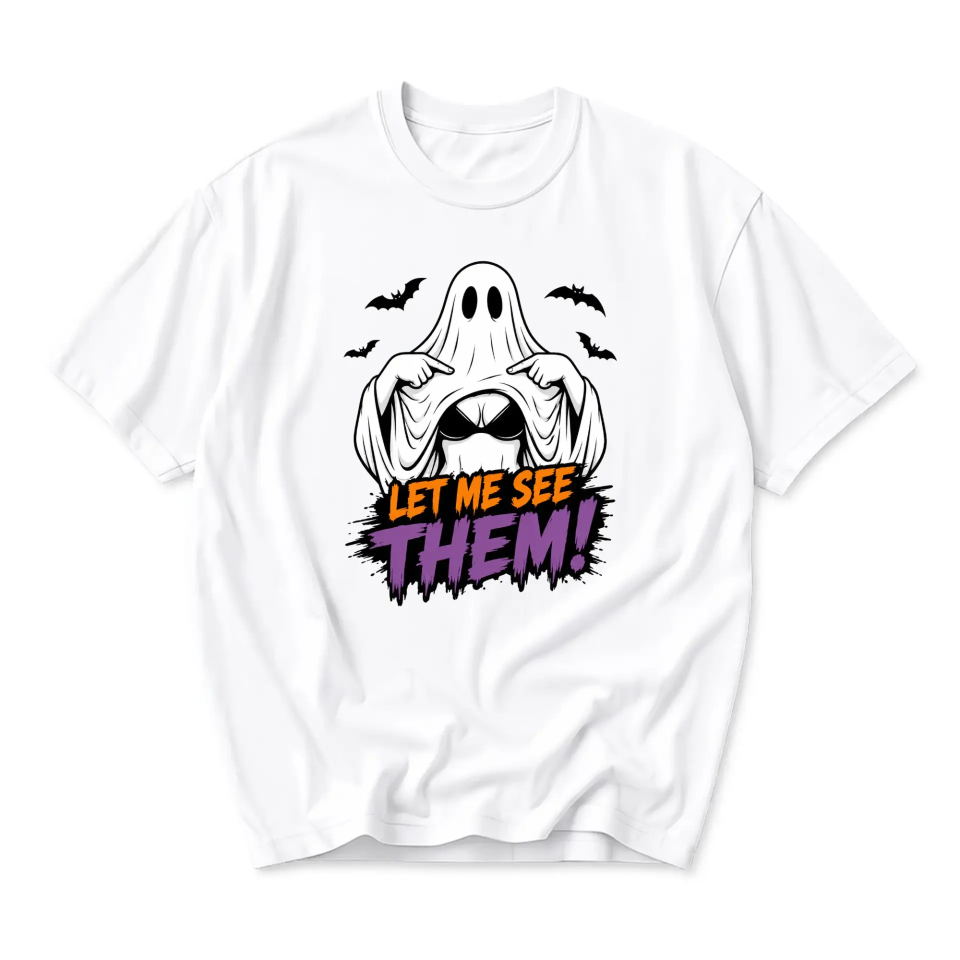 Funny Shirt Unisex Graphic Printed T-Shirt Featuring a Playful Ghost Character Design for Casual Wear and Self Expression