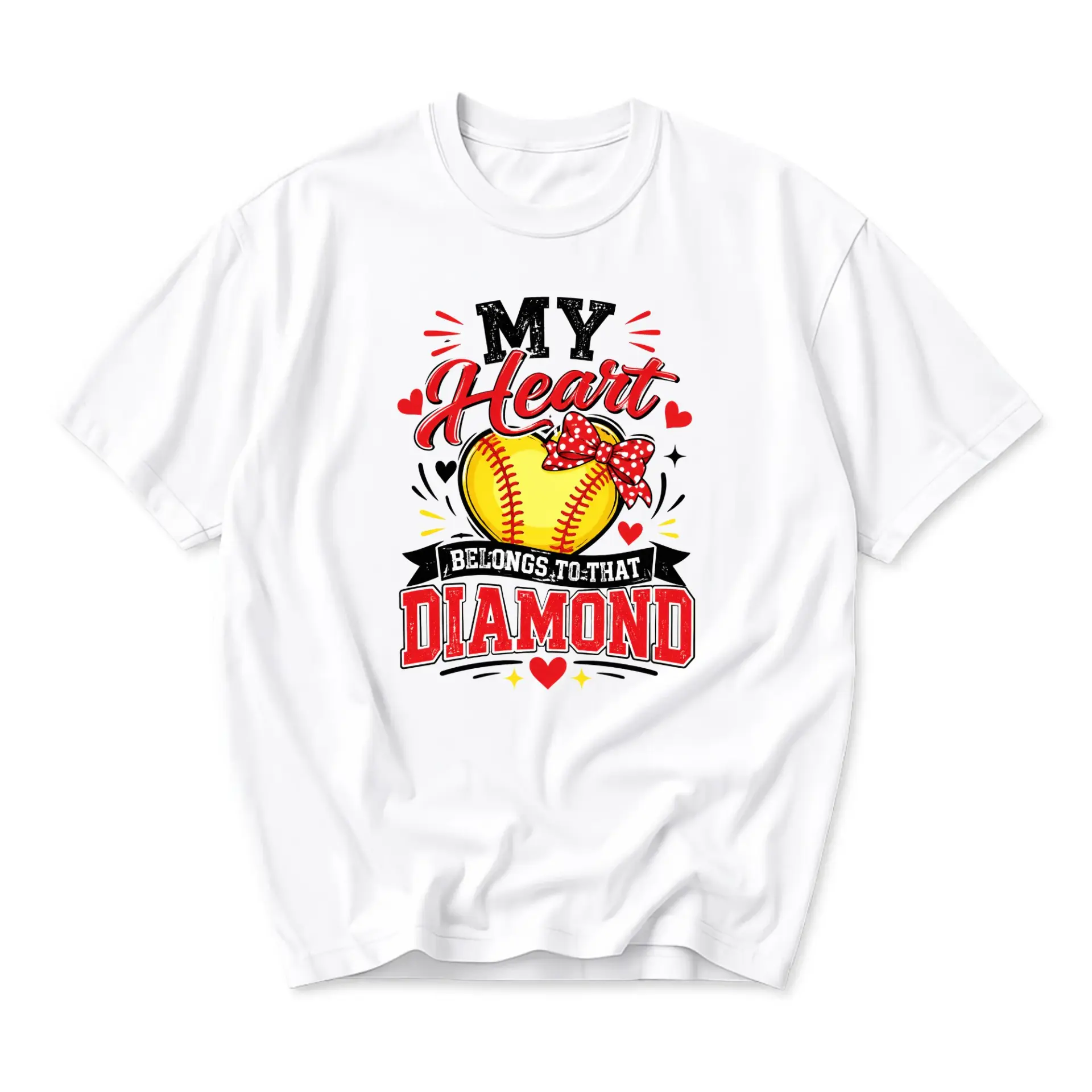 Graphic Tee My Heart Belongs to That Softball Sport Lover Unisex Crew Neck Casual Everyday Printed T-Shirt