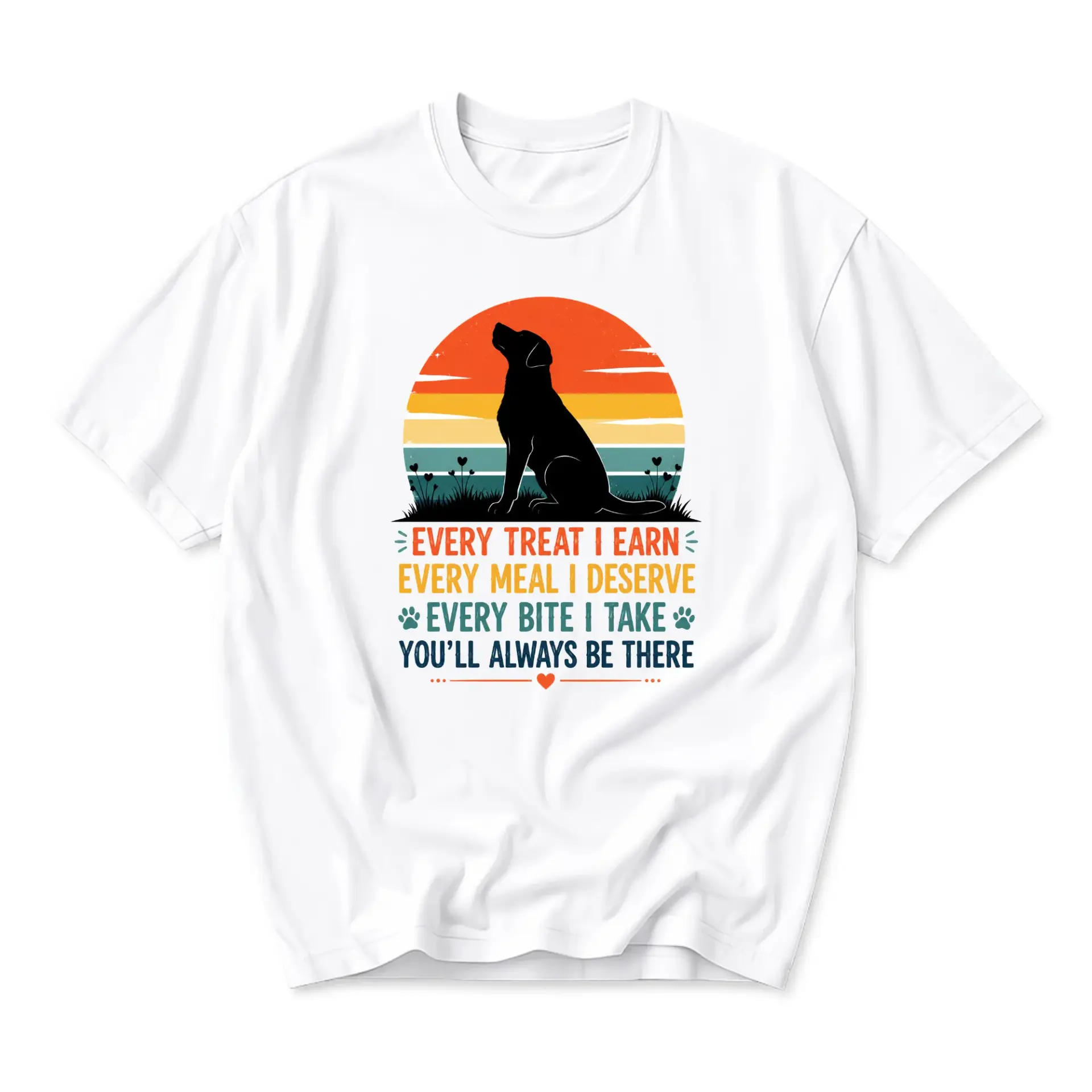 Graphic Tee Dog Lover Shirt Unisex Crew Neck Apparel with Sunset Silhouette