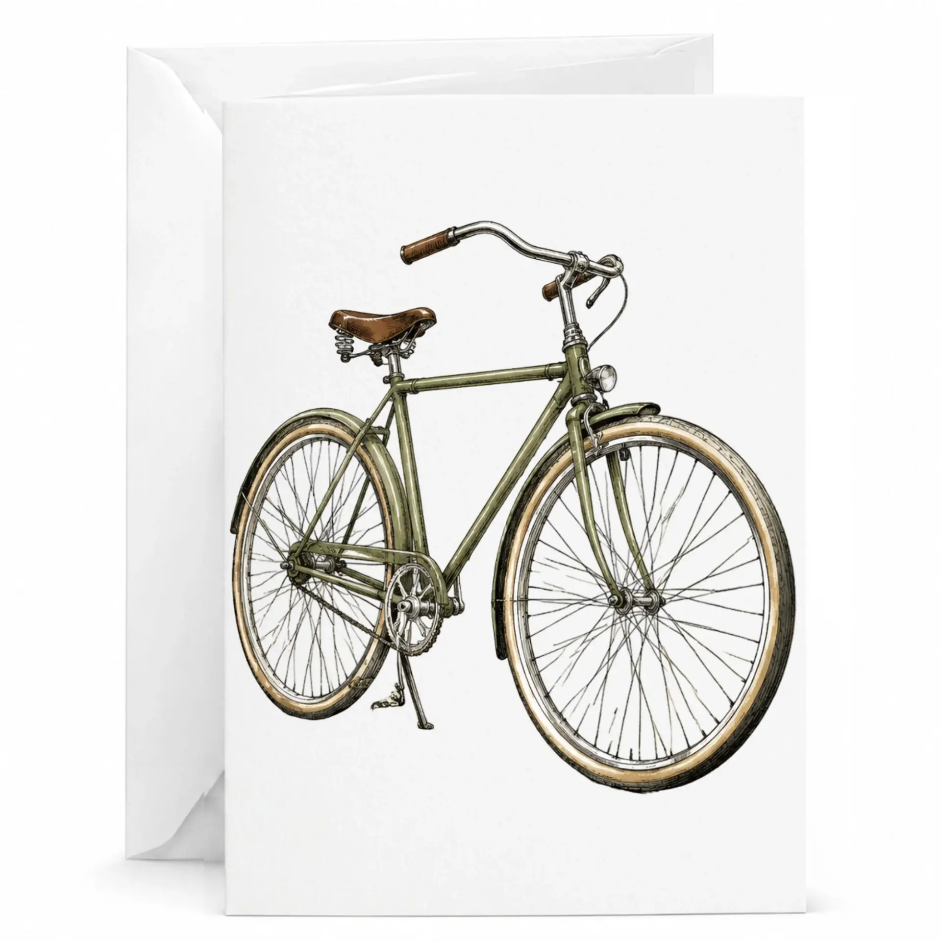 Greeting Card Vintage Bicycle Illustration Artistic Note Card for Cycling Enthusiasts and Outdoor Nature Lovers