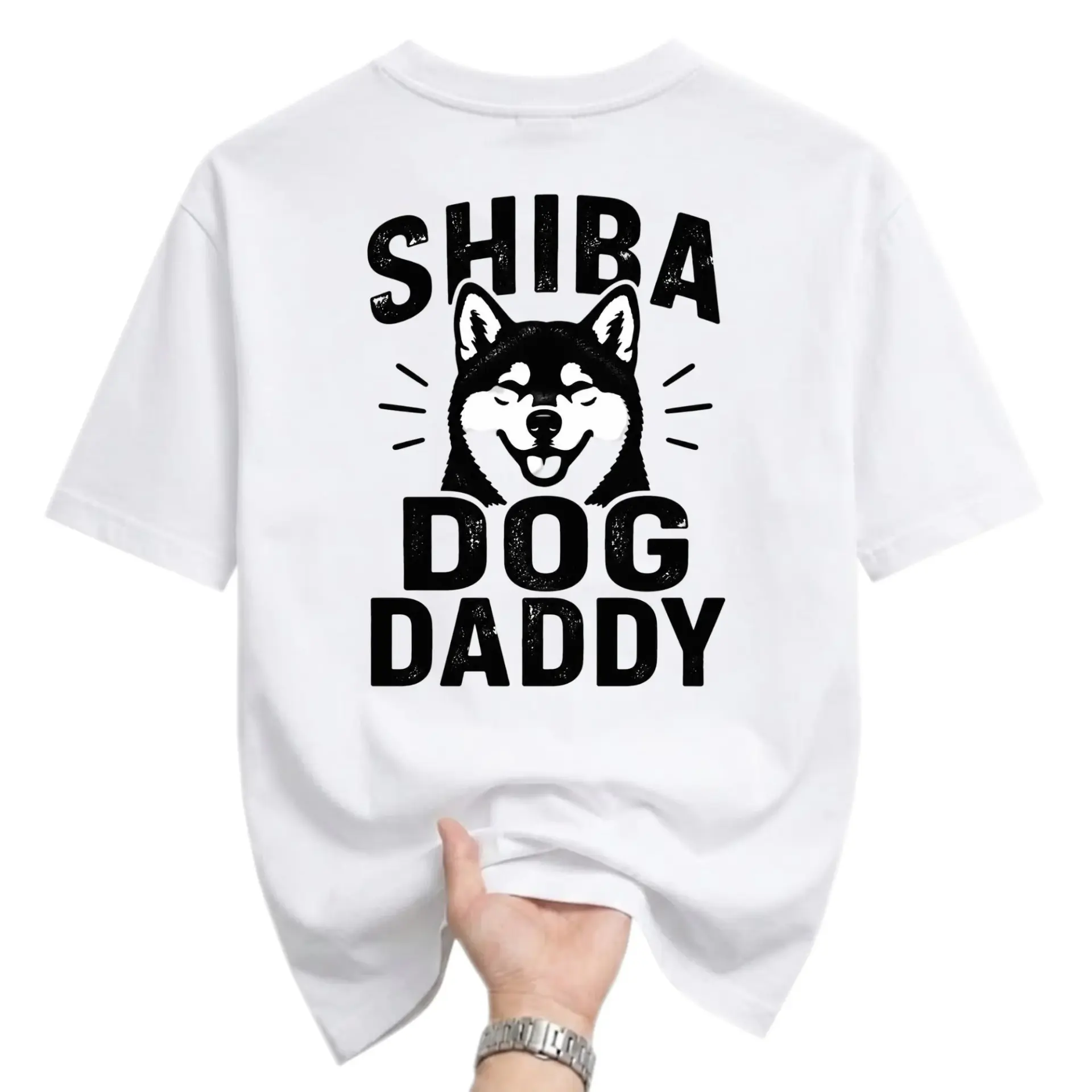 Funny Shirt Shiba Dog Daddy Graphic Tee Featuring Happy Illustration for