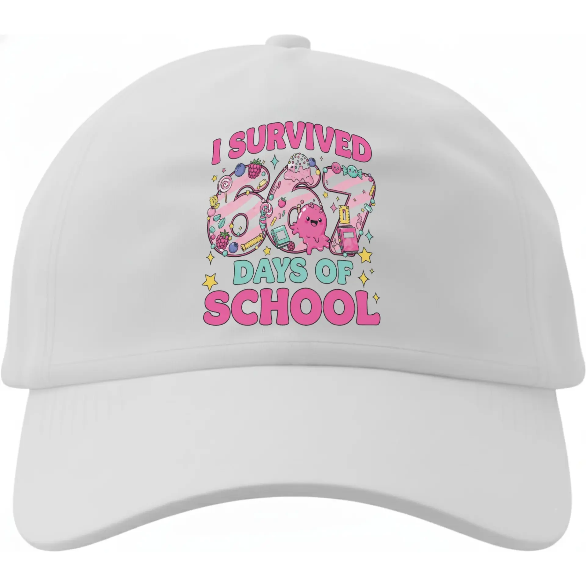 Baseball Cap I Survived 667 Days of School Funny Graphic Dad Hat Adjustable Cotton Casual Sport Headwear for Men and Women
