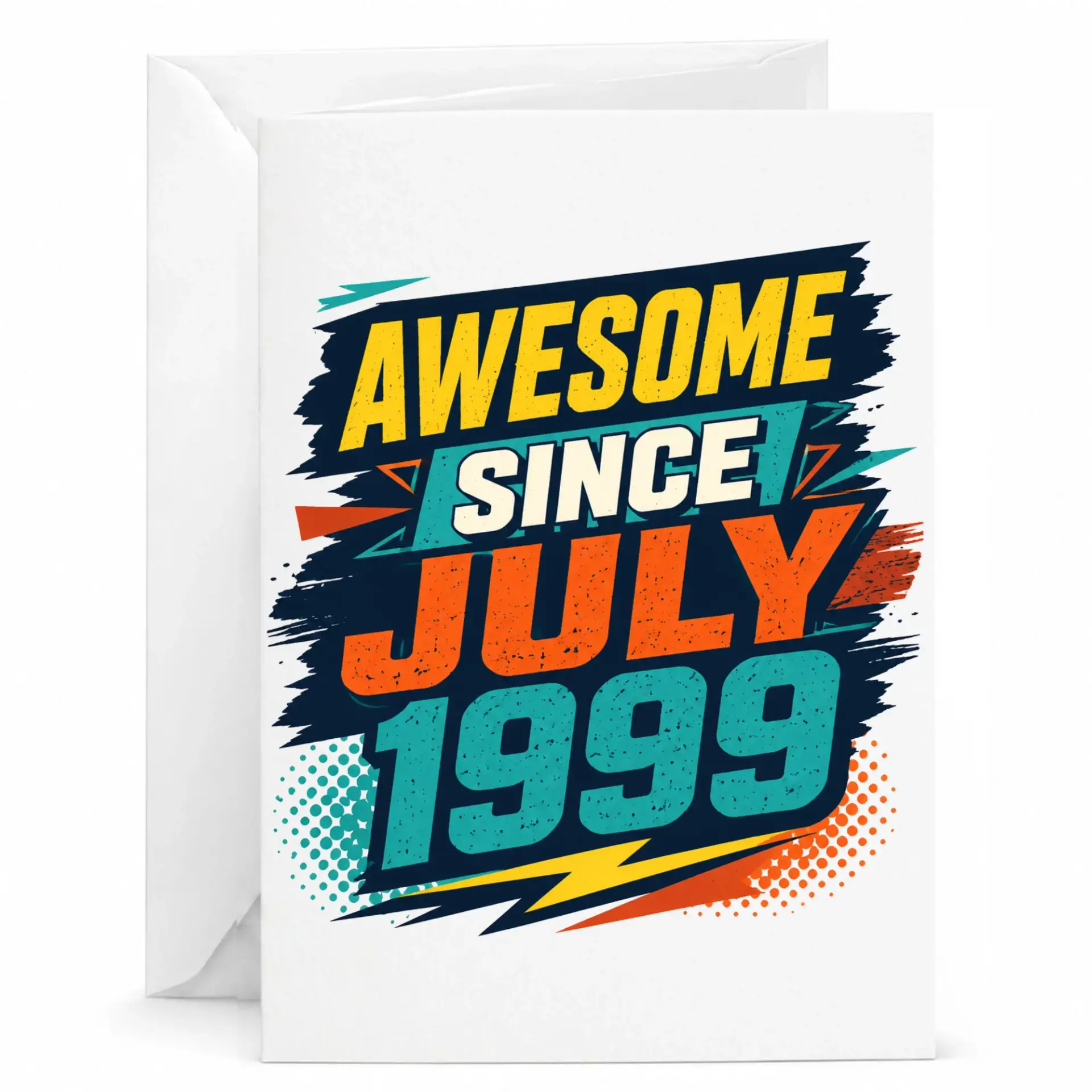 Birthday Card Awesome Since July 1999 Vintage Style Graphic Greeting Card for Milestone Celebration and Anniversary