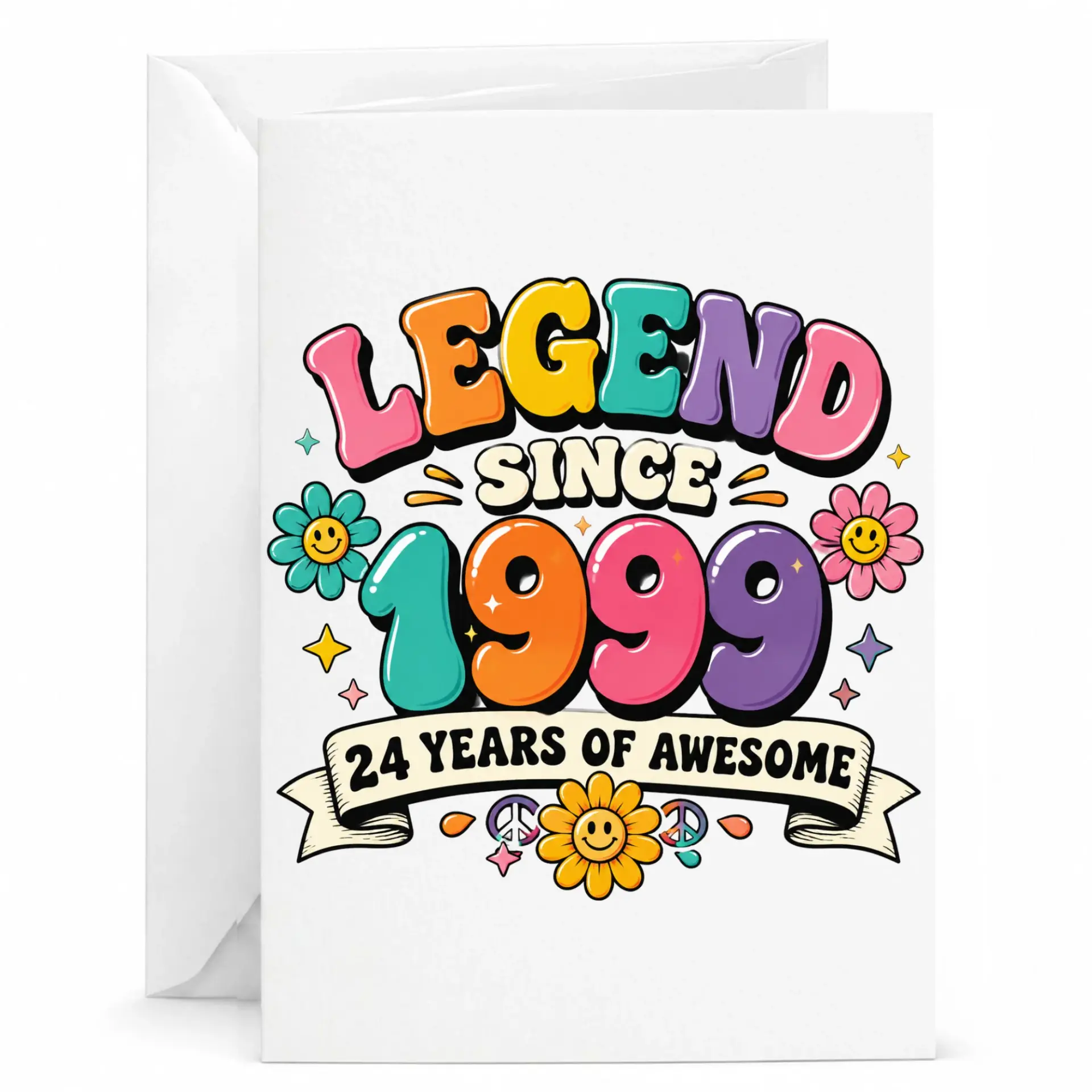 Birthday Card Legend Since 1999 24 Years of Awesome Retro Vintage Style Greeting Card for Milestone Celebration