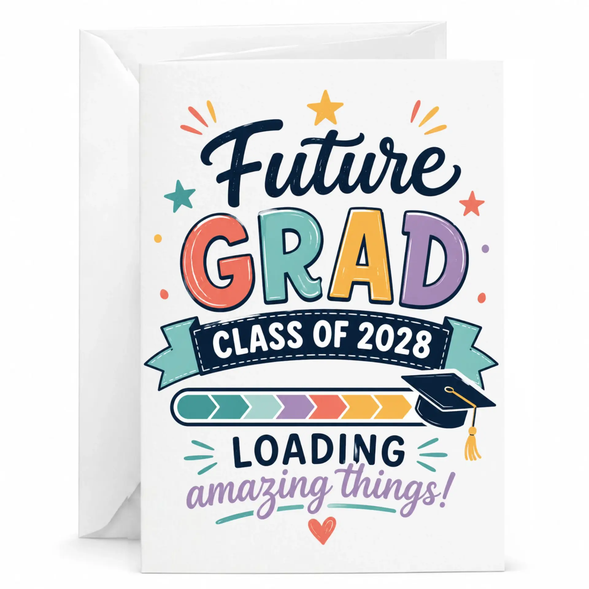 Graduation Greeting Card Future Grad of 2028 Design for and Encouragement with Matching White Envelope