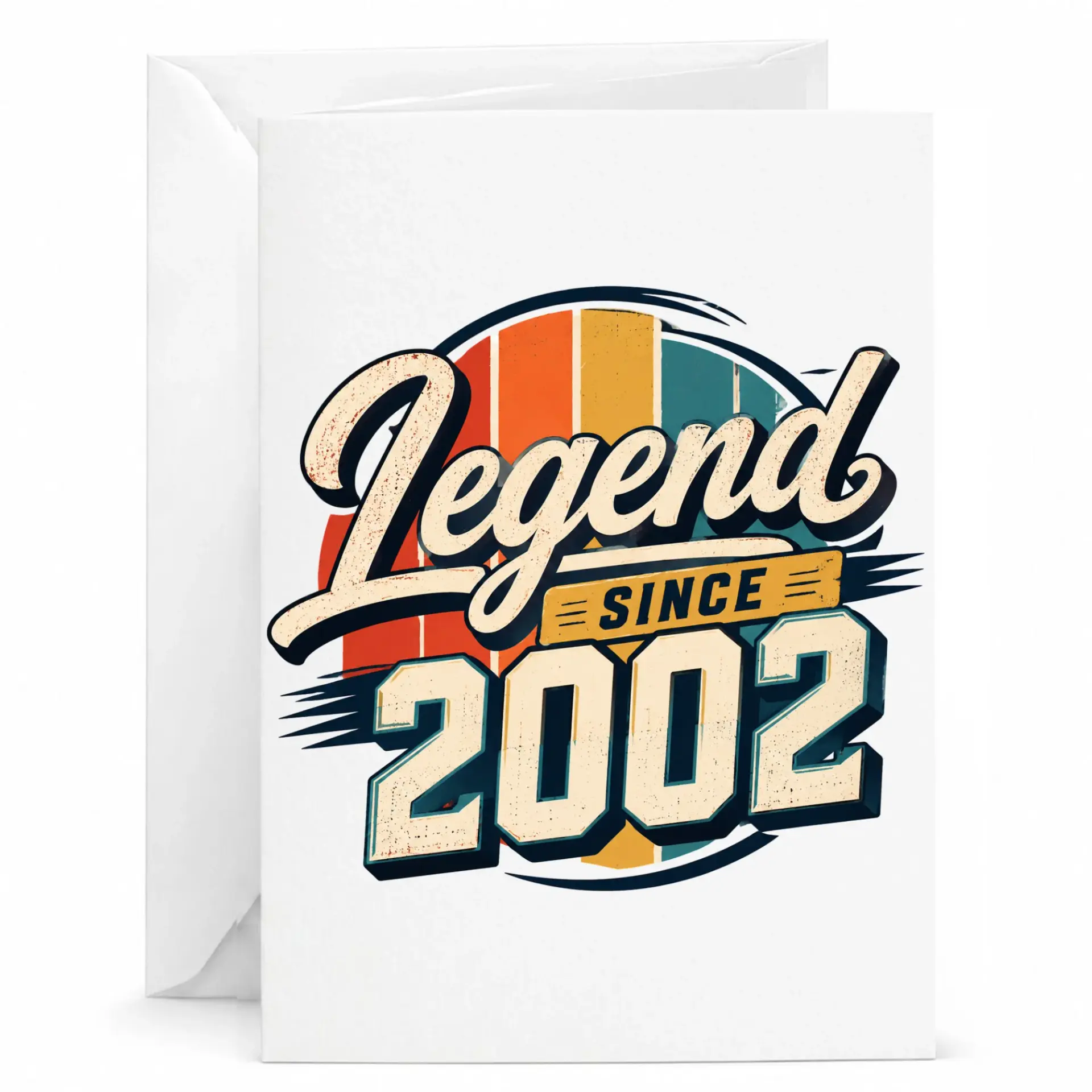 Greeting Card Legend Since 2002 Retro Vintage Style Design 5x7 Birthday Anniversary Celebration Paper Stationery