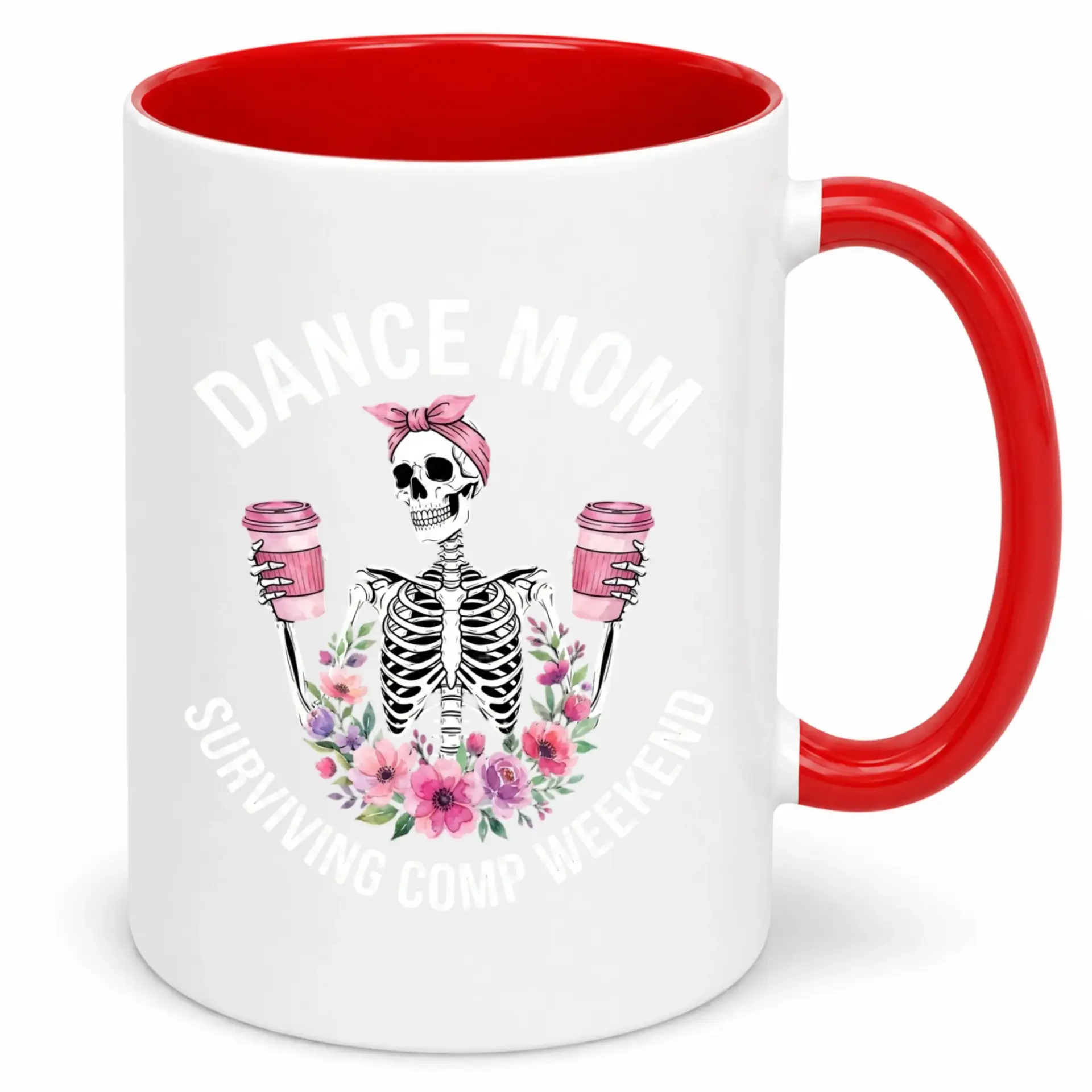 Funny Dance Mom Skeleton Coffee Mug Surviving Comp White Ceramic Tea Cup Novelty Gift for