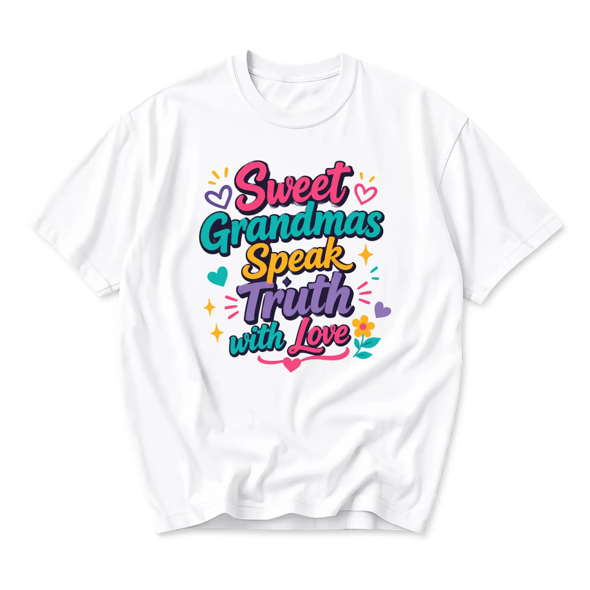 Funny Shirt Sweet Grandmas Speak with Love Graphic Tee Cute Aesthetic