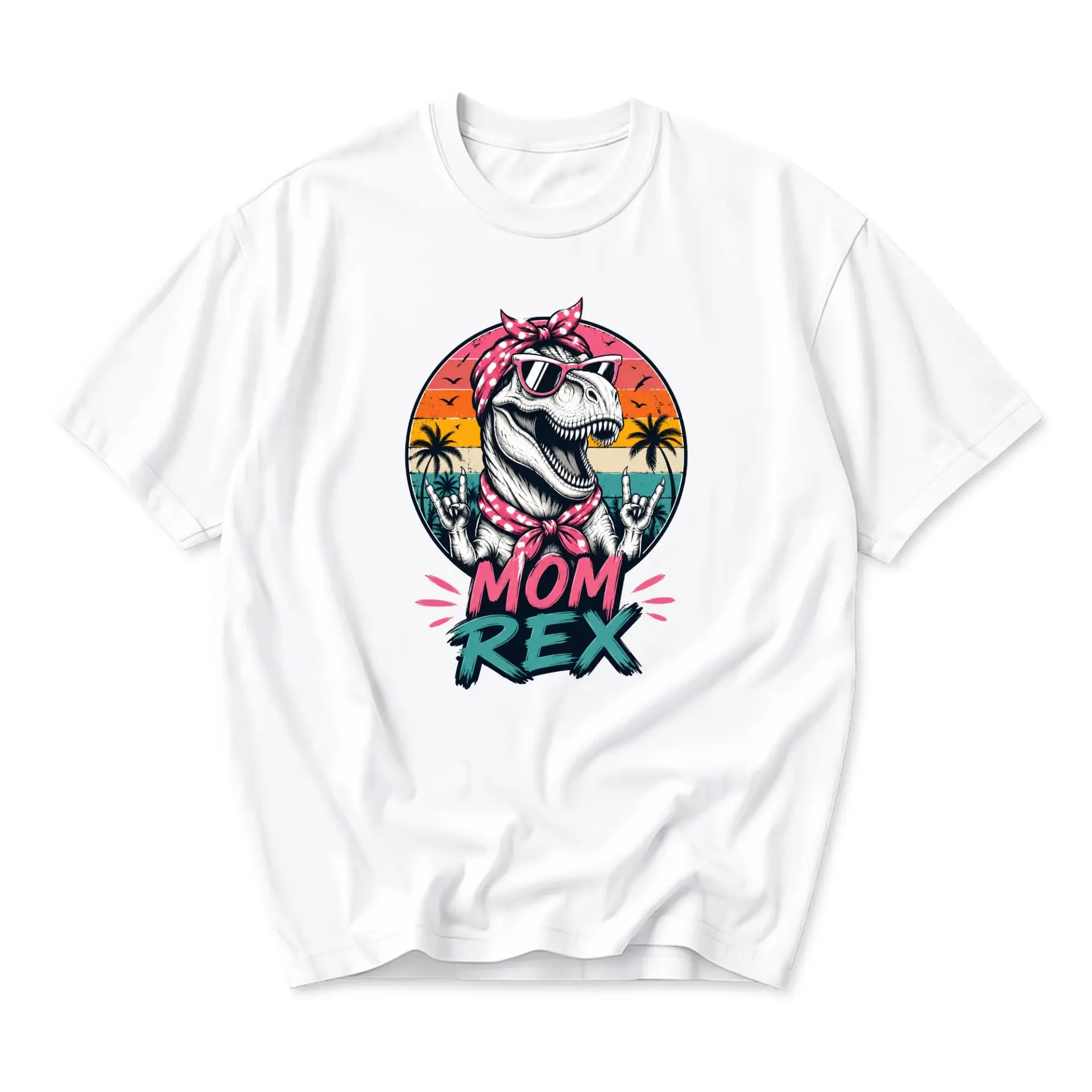 Funny Shirt Mom Rex Graphic Tee Dinosaur Lover Gift Unisex Crew Neck Casual Everyday Wear Soft Cotton Blend White Top
