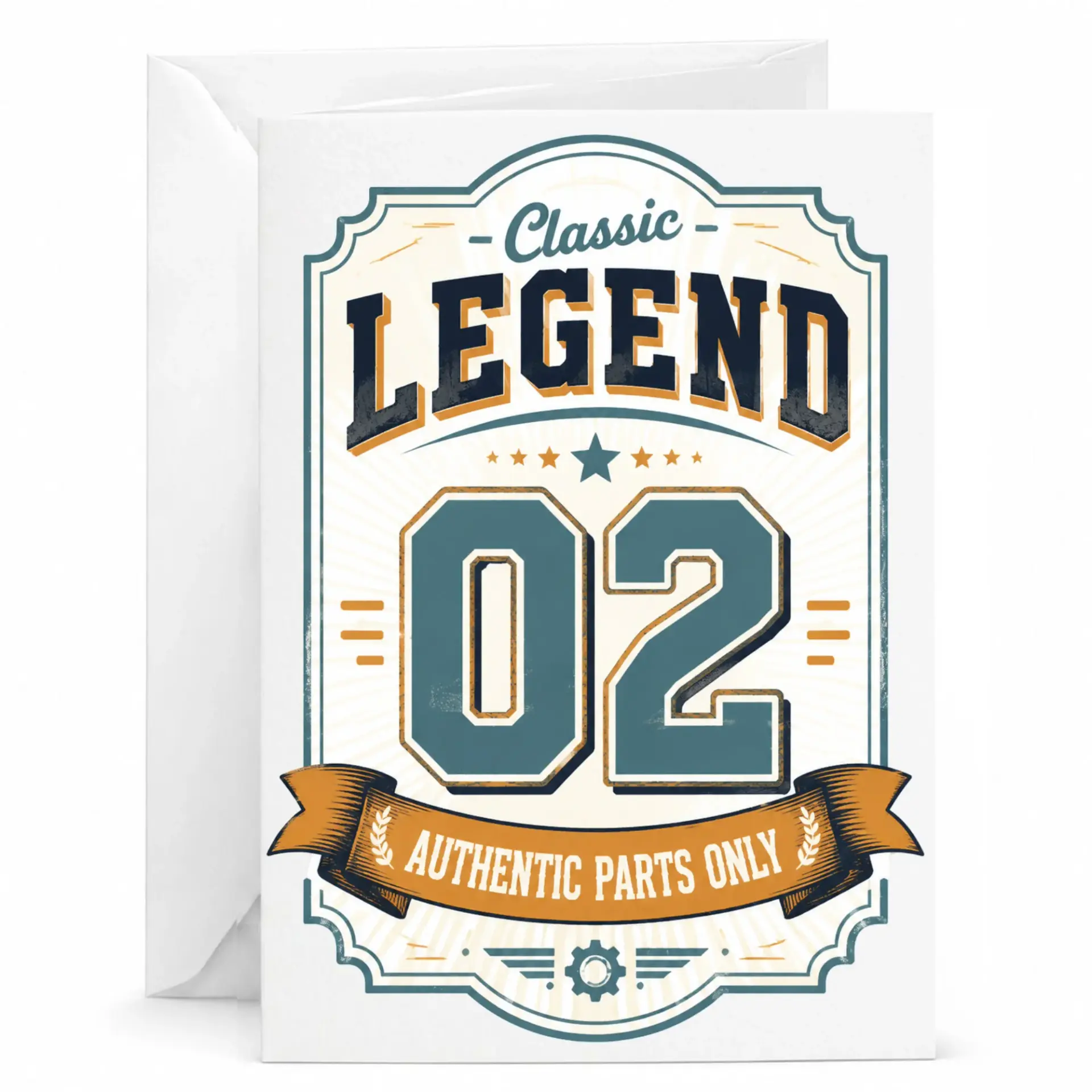 Funny Greeting Card Classic Legend 02 Authentic Parts Only Design for Milestone Birthday and Anniversary Celebrations