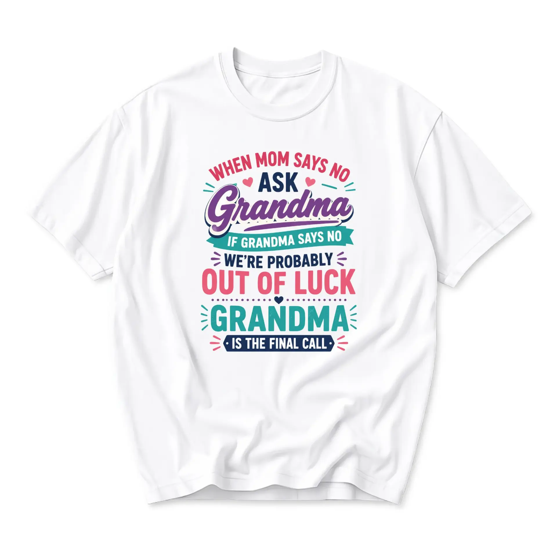 Funny Shirt When Mom Says No Ask Grandma Graphic Tee Humorous Slogan