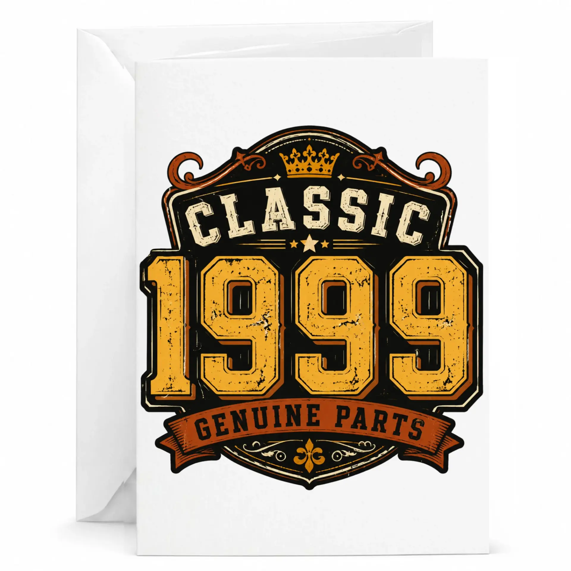 Birthday Card Classic 1999 Genuine Parts Vintage Style Graphic Greeting Card for Milestone Year Celebration