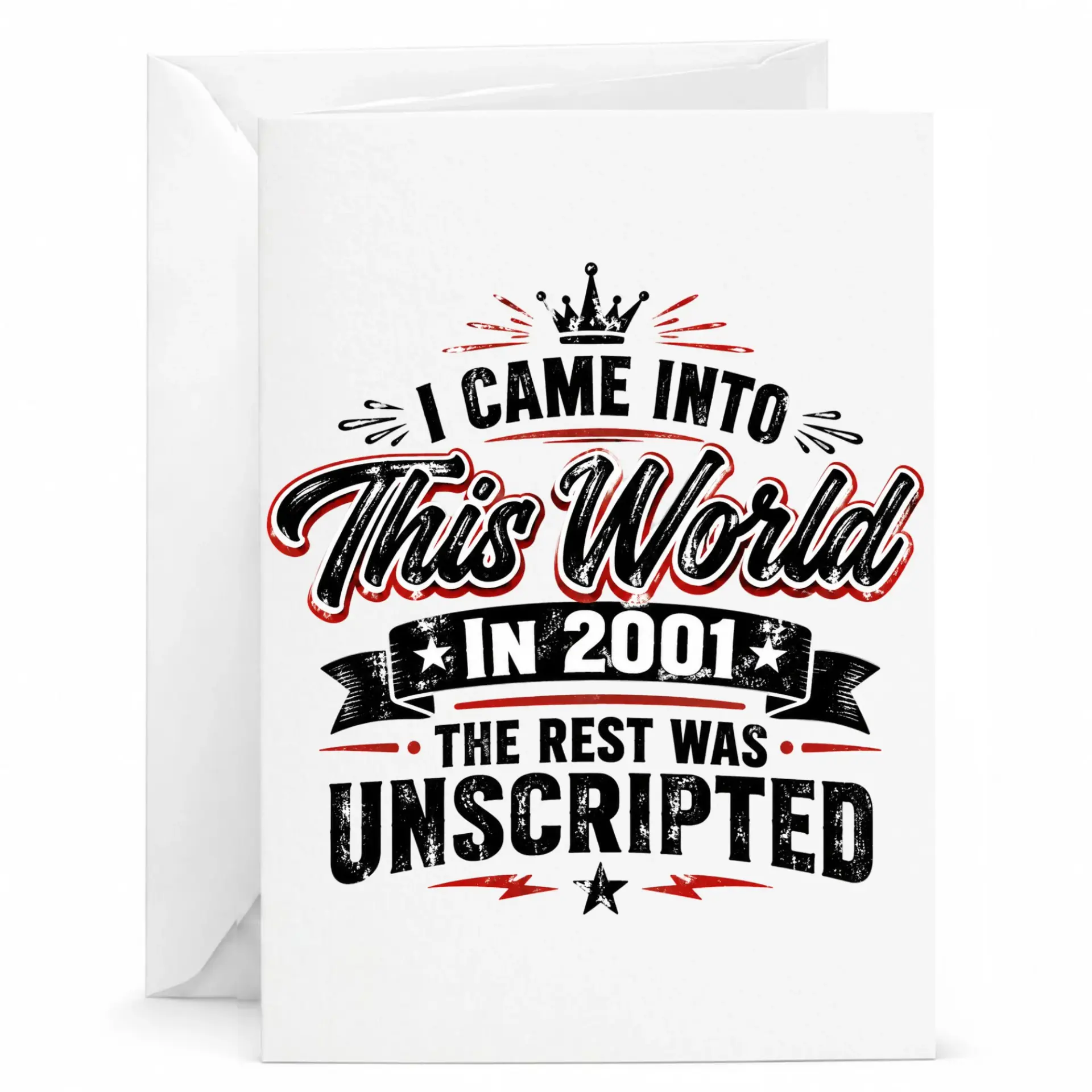 Birthday Card I Came into This World in 2001 the Rest Was Unscripted Graphic Greeting Card for Special Milestone
