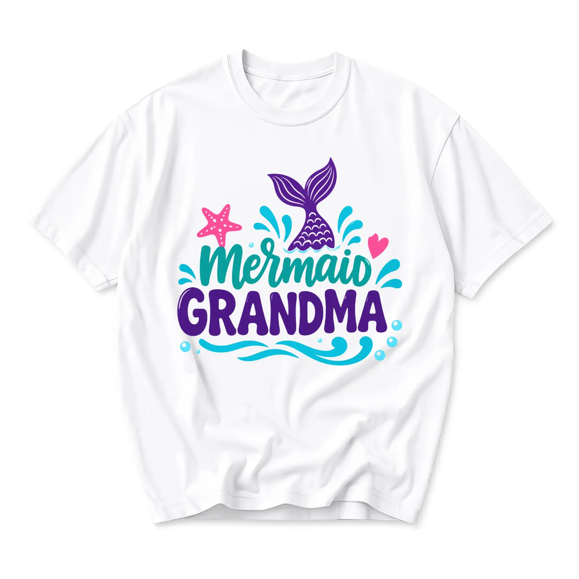 Graphic Tee Mermaid Grandma Unisex Cotton Shirt Cute Beach Theme Print