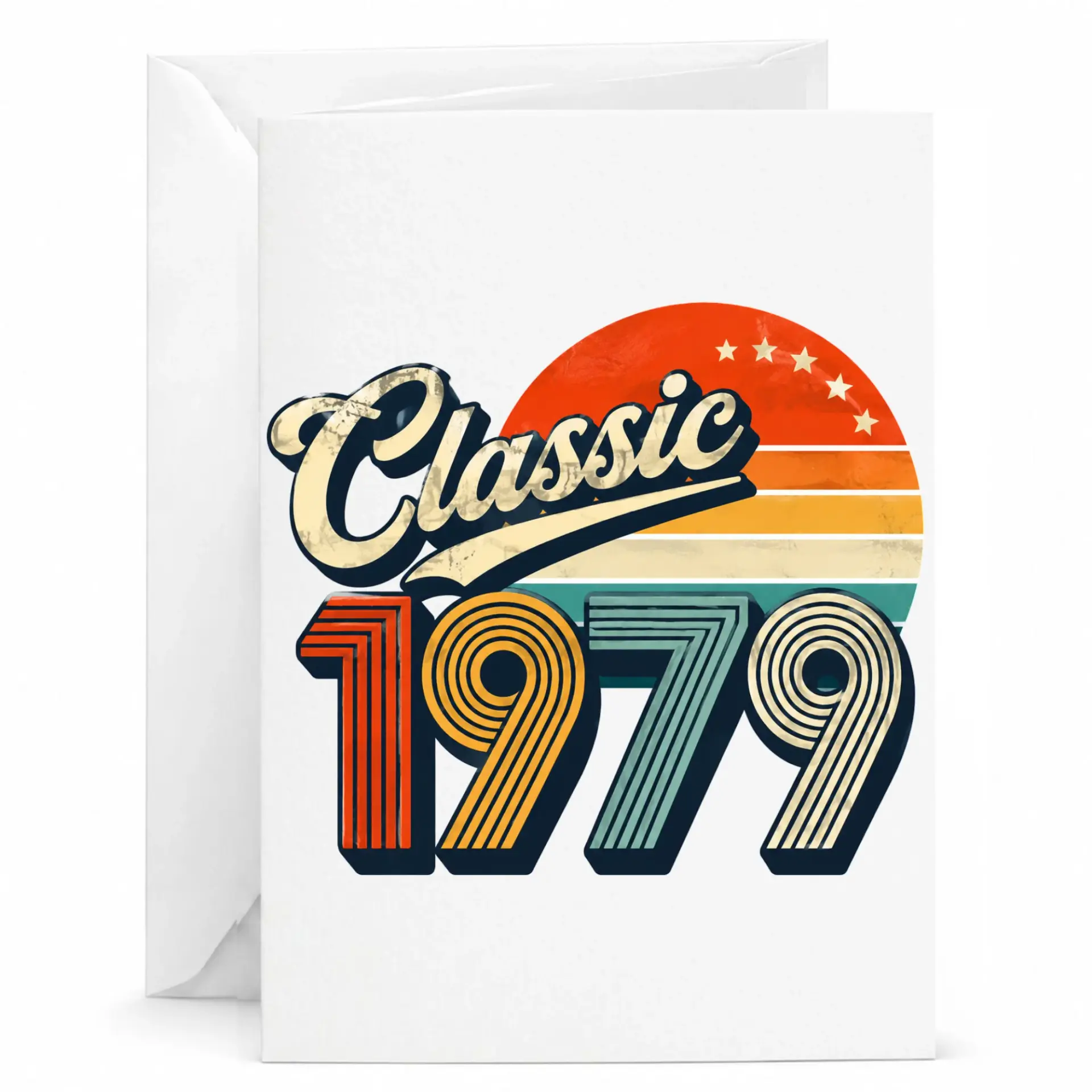 Birthday Card Classic 1979 Vintage Retro Sunset Graphic Greeting Card for Milestone Celebration and Anniversary