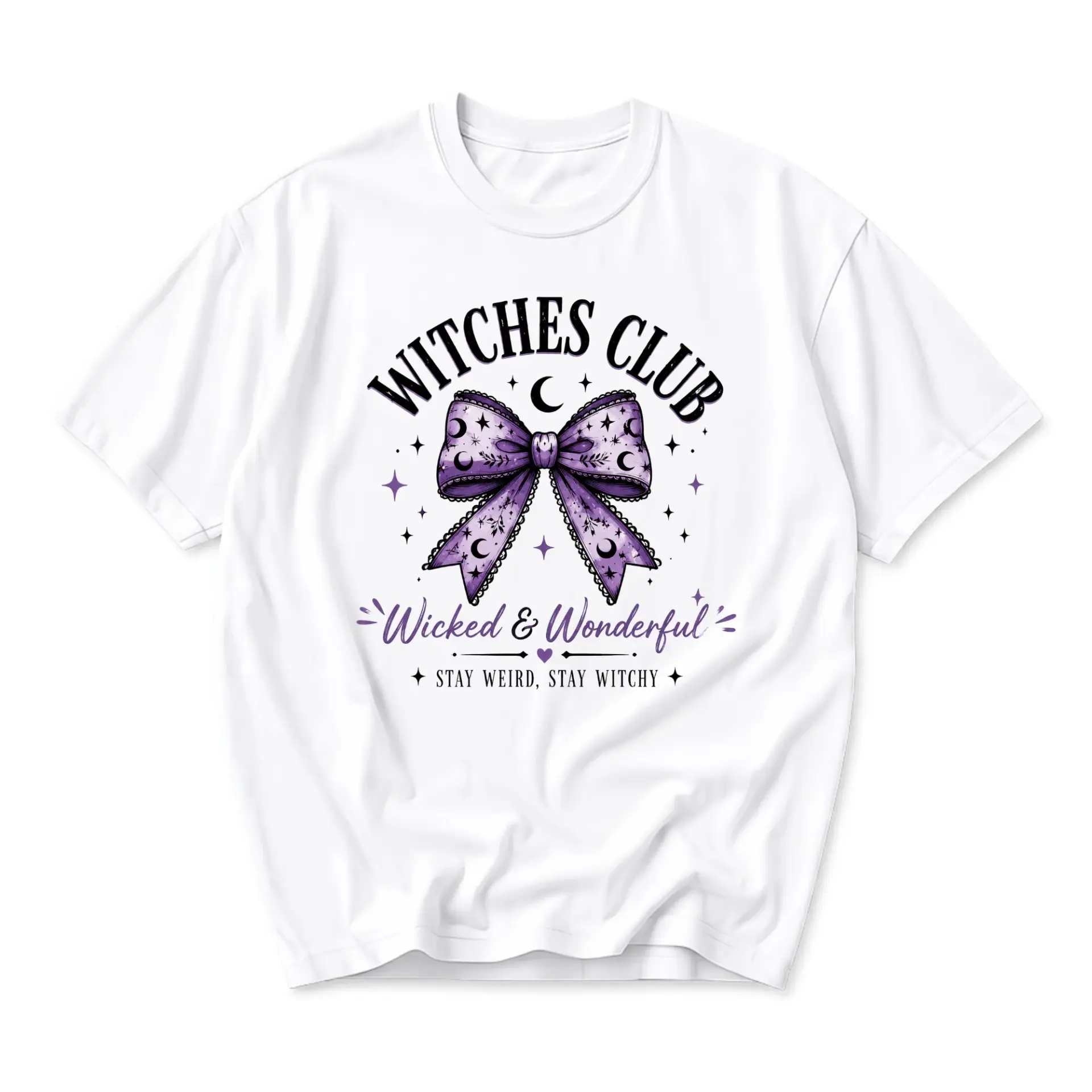 Graphic Tee Witches Club Wicked and Wonderful Aesthetic Print Unisex Cotton Blend Crew Neck Casual Short Sleeve Shirt