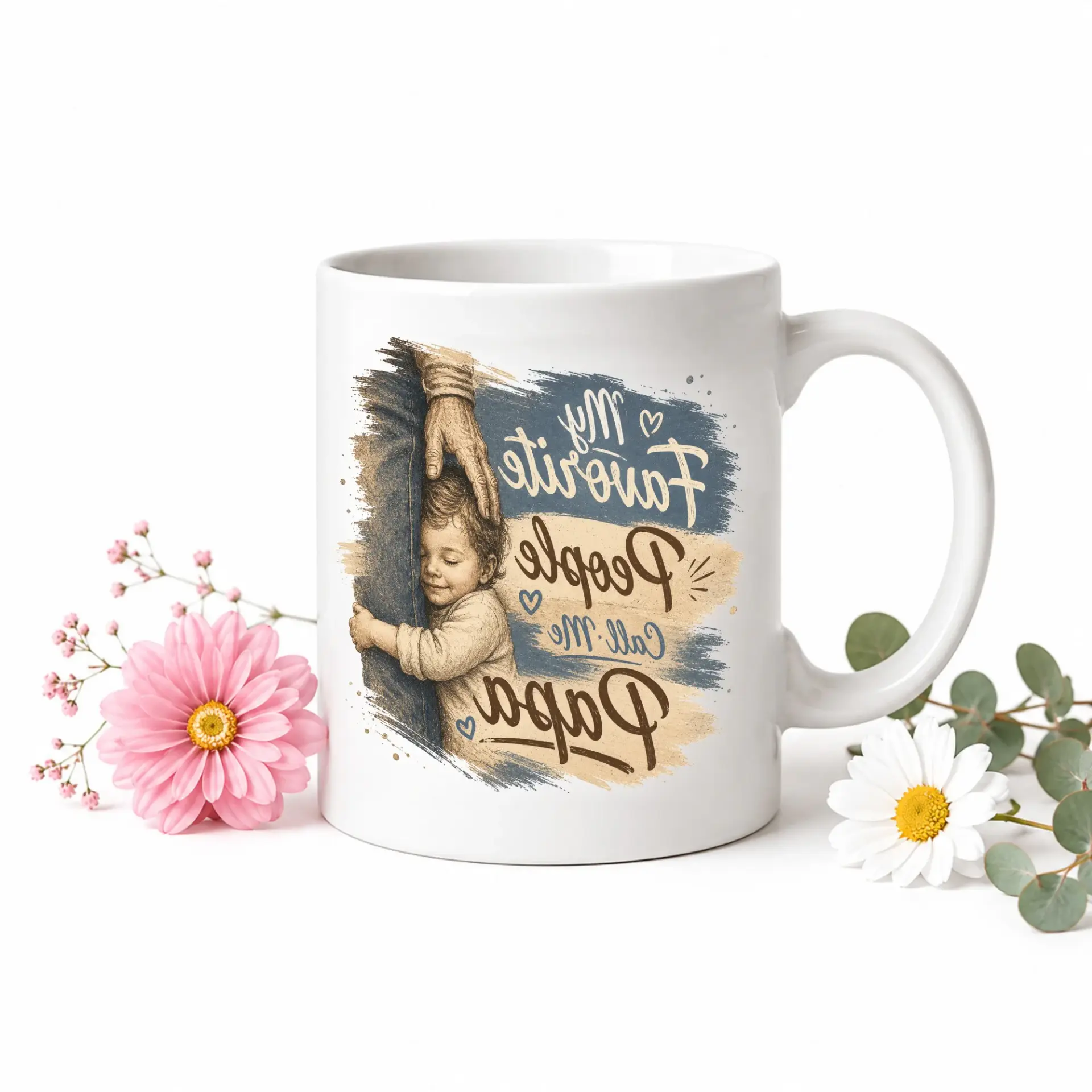 Heartwarming Papa Ceramic Coffee Mug Featuring Artistic Illustration for Fathers Day Gift or Birthday Present Idea