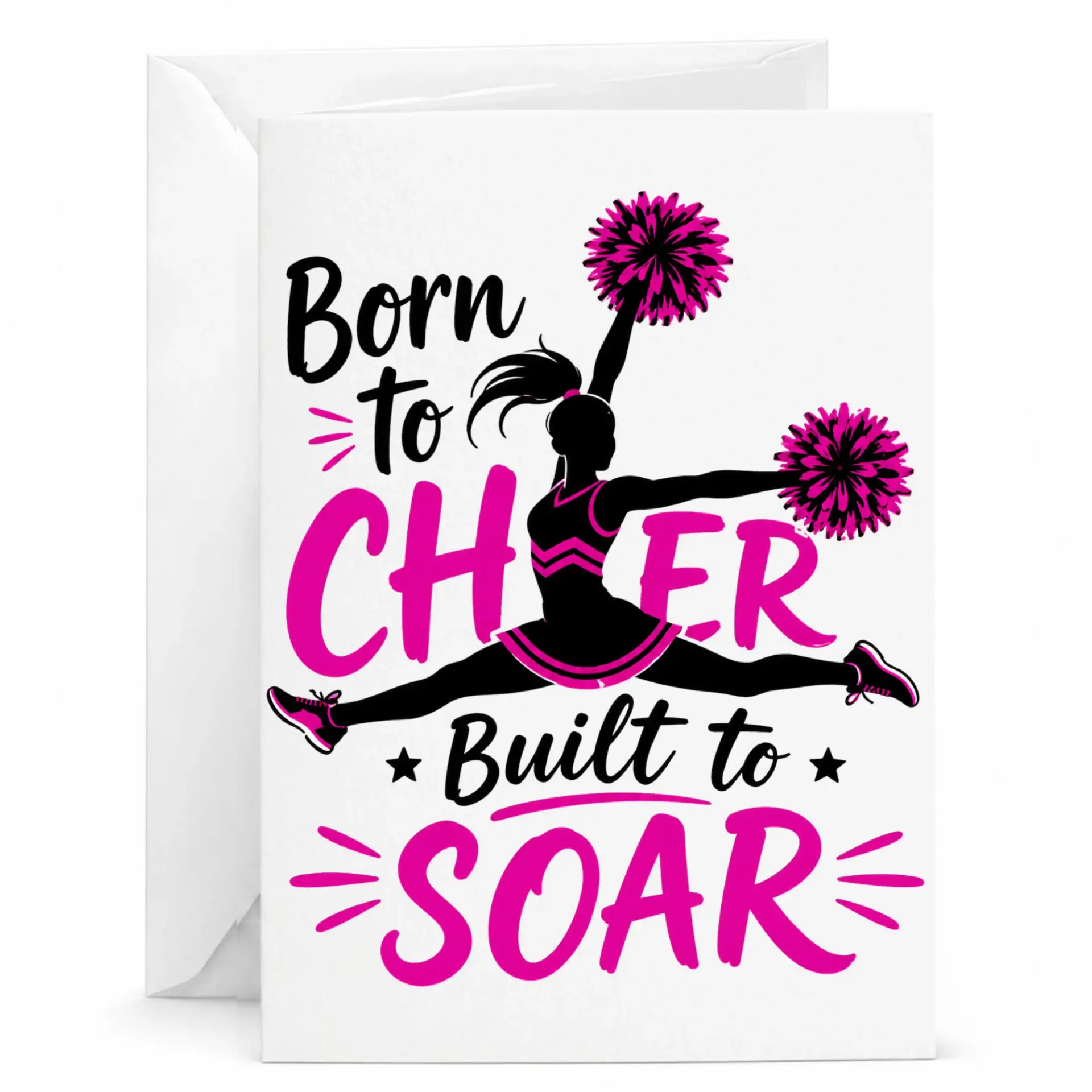 Greeting Card Born to Cheer Built to Soar Inspiring Sports Enthusiast Art Stationery for Many Occasions