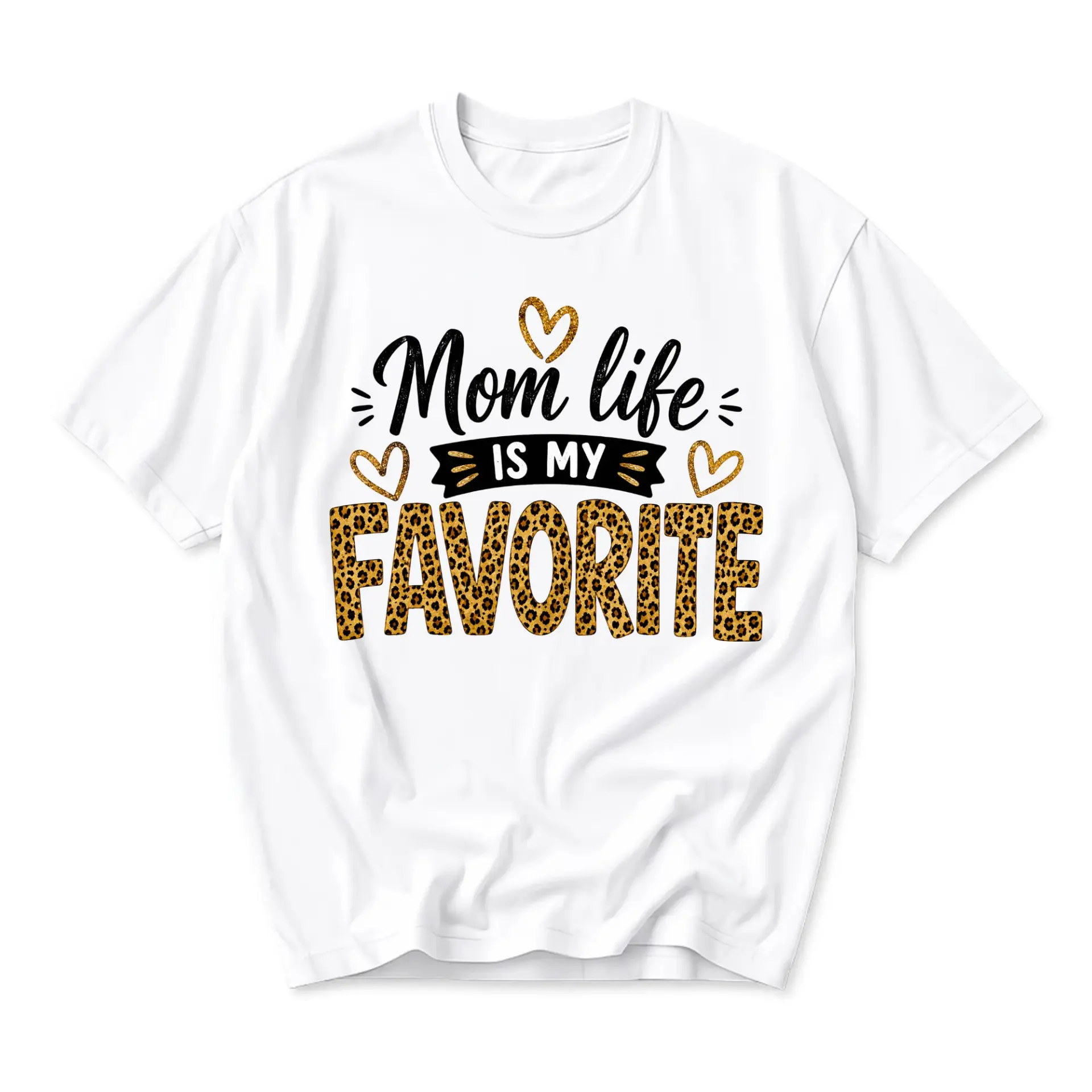 Graphic Tee Mom Life Is My Favorite Print Design Unisex Crew Neck Short Sleeve Casual Cotton Blend Shirt