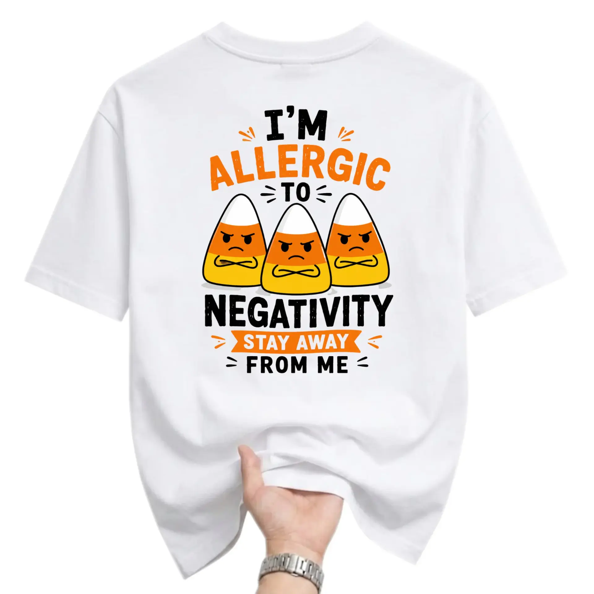 Funny Shirt I'm Allergic to Negativity Graphic Tee Unisex Casual Crew Neck Comfortable Cotton Blend Streetwear Top
