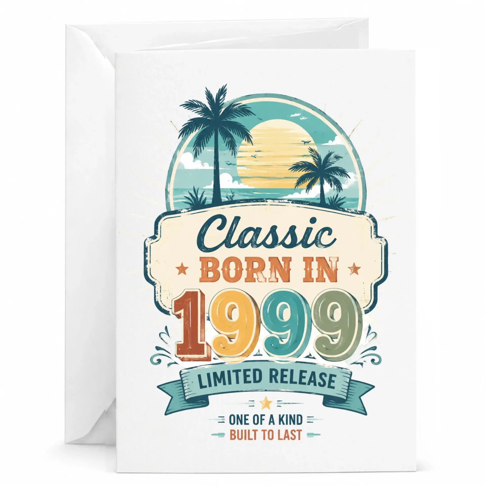 Birthday Card Classic Born in 1999 Limited Release Greeting Card for Retro Vintage Themed Birthday Celebrations