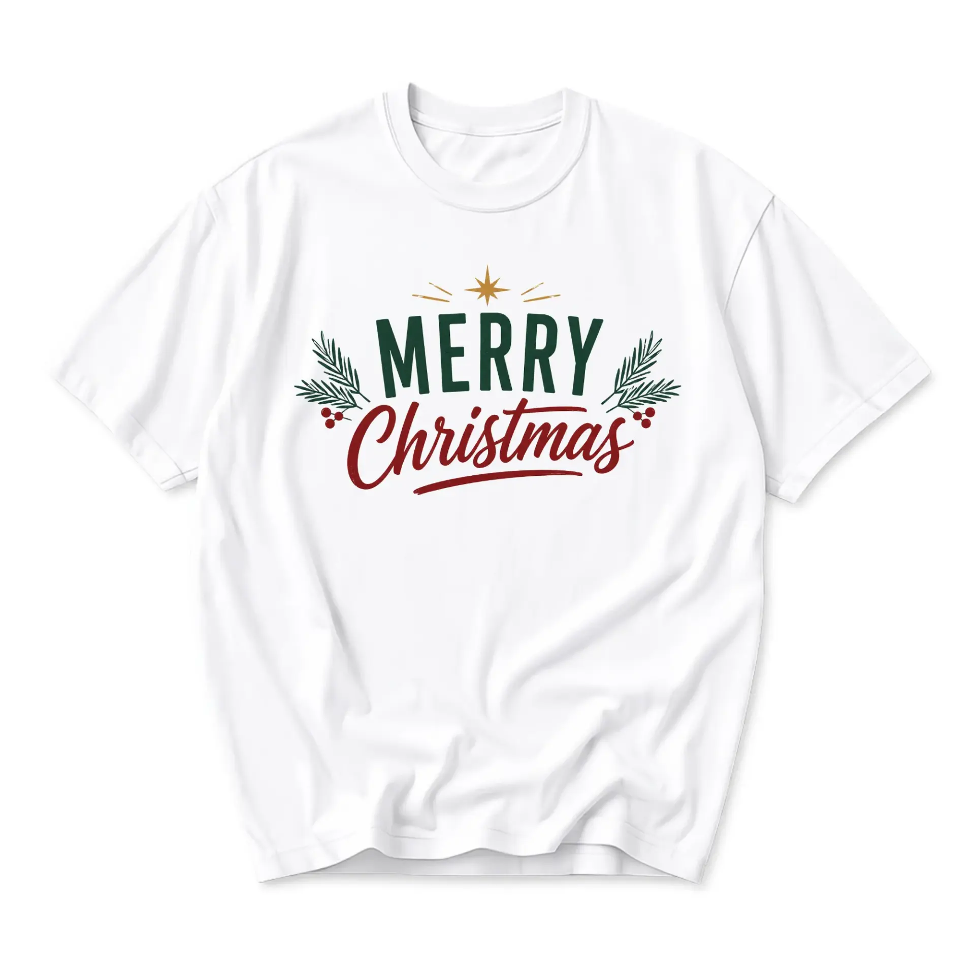 Graphic Tee Merry Christmas Holiday Seasonal White Unisex Crew Neck Cotton Blend Comfortable Everyday Casual Shirt