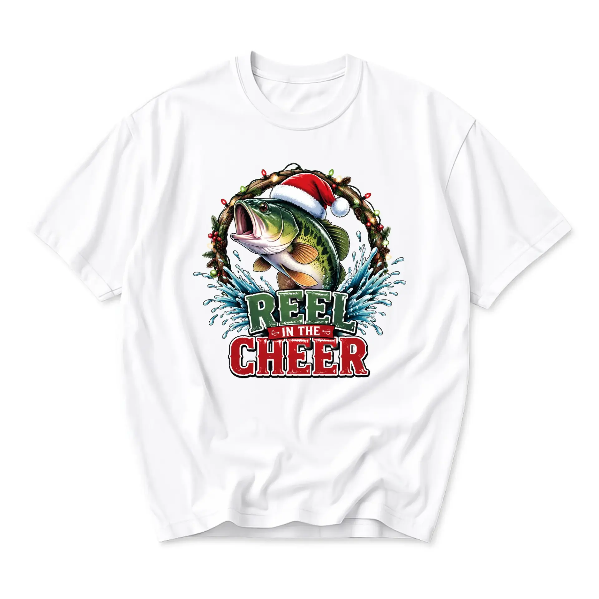 Funny Shirt Reel in the Cheer Graphic Tee Holiday Fishing Themed Unisex