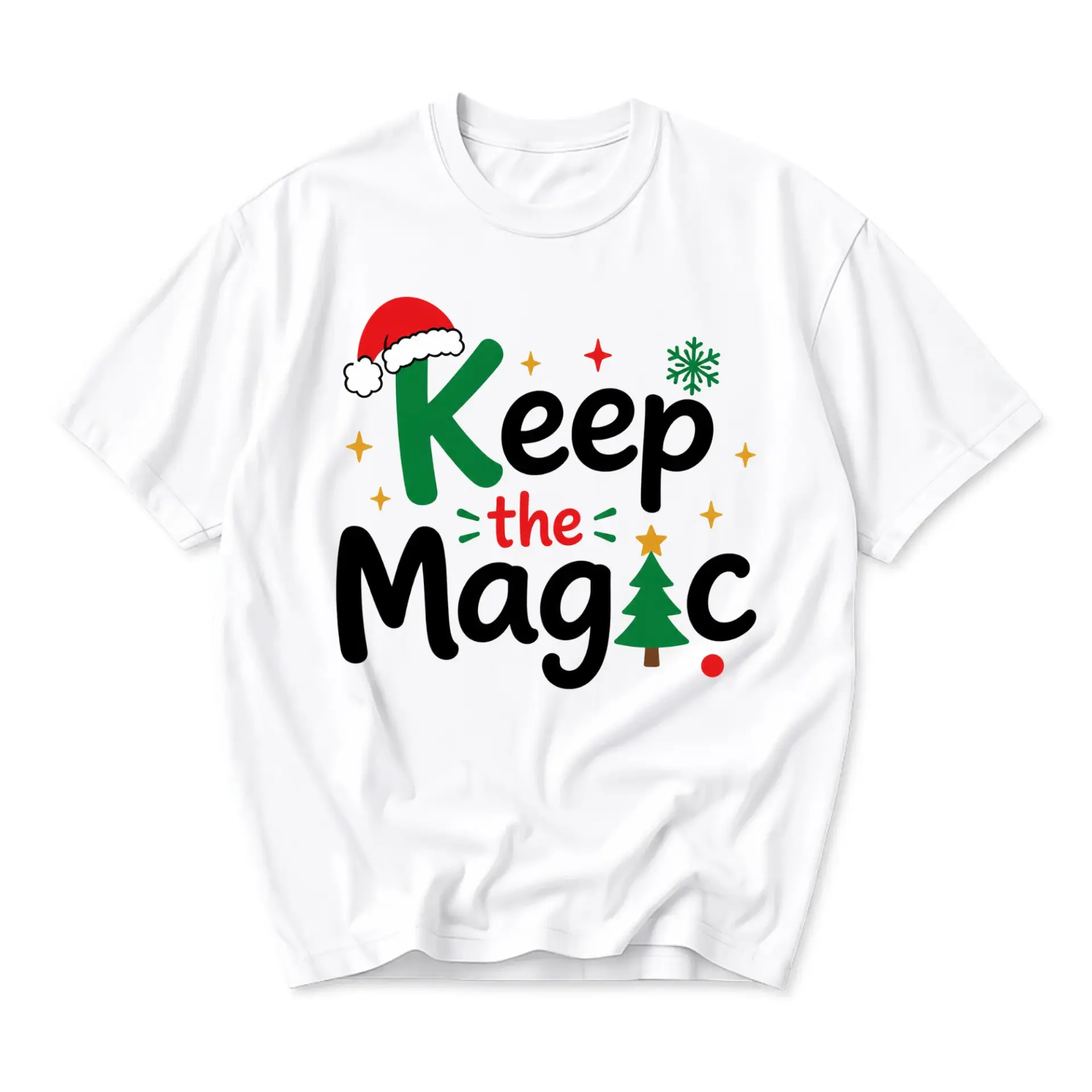 Graphic Tee Keep the Magic Holiday Christmas Theme Unisex Crew Neck Short Sleeve Cotton Blend Casual Everyday Shirt