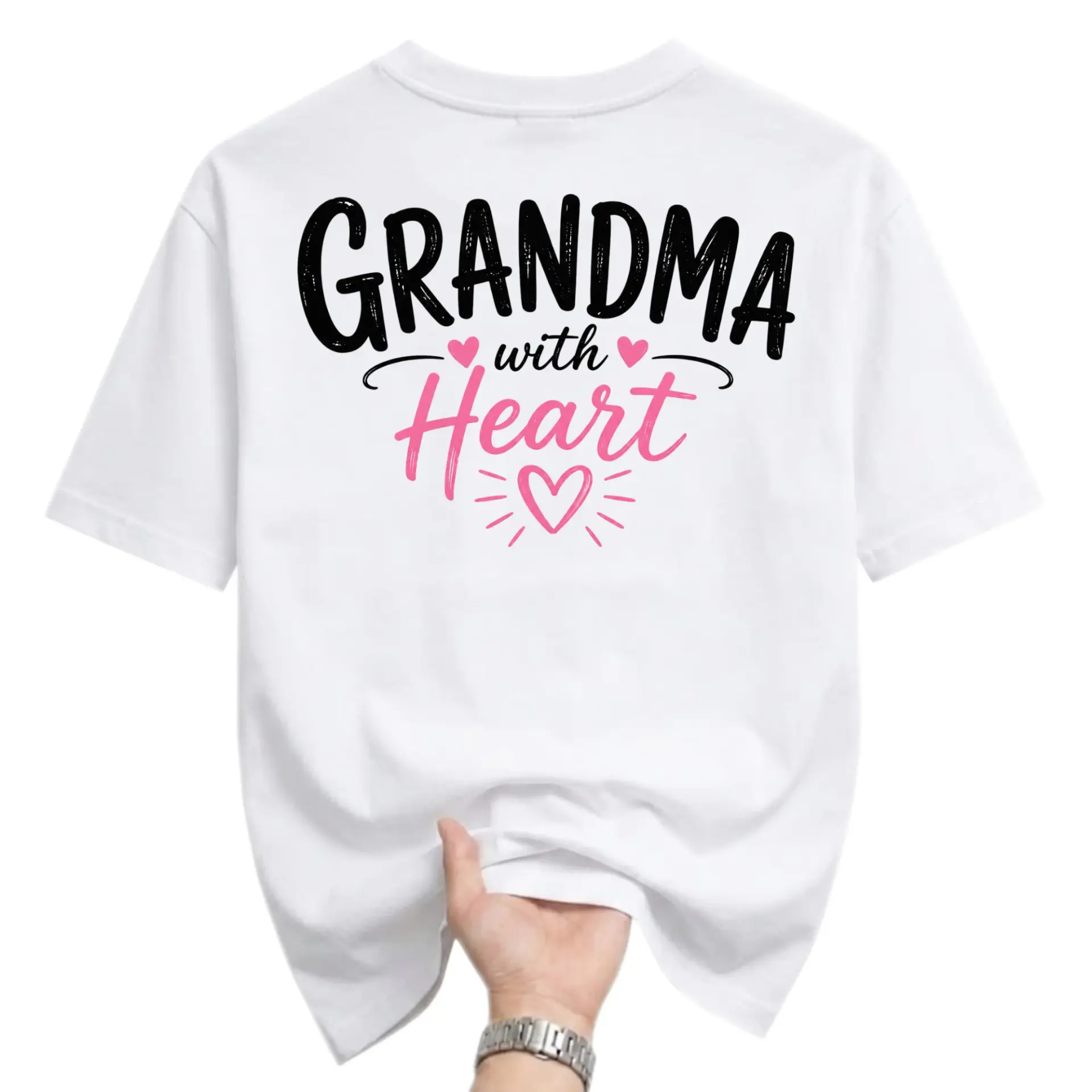 Graphic Tee Grandma with Heart Print Unisex Crew Neck Casual Everyday Short