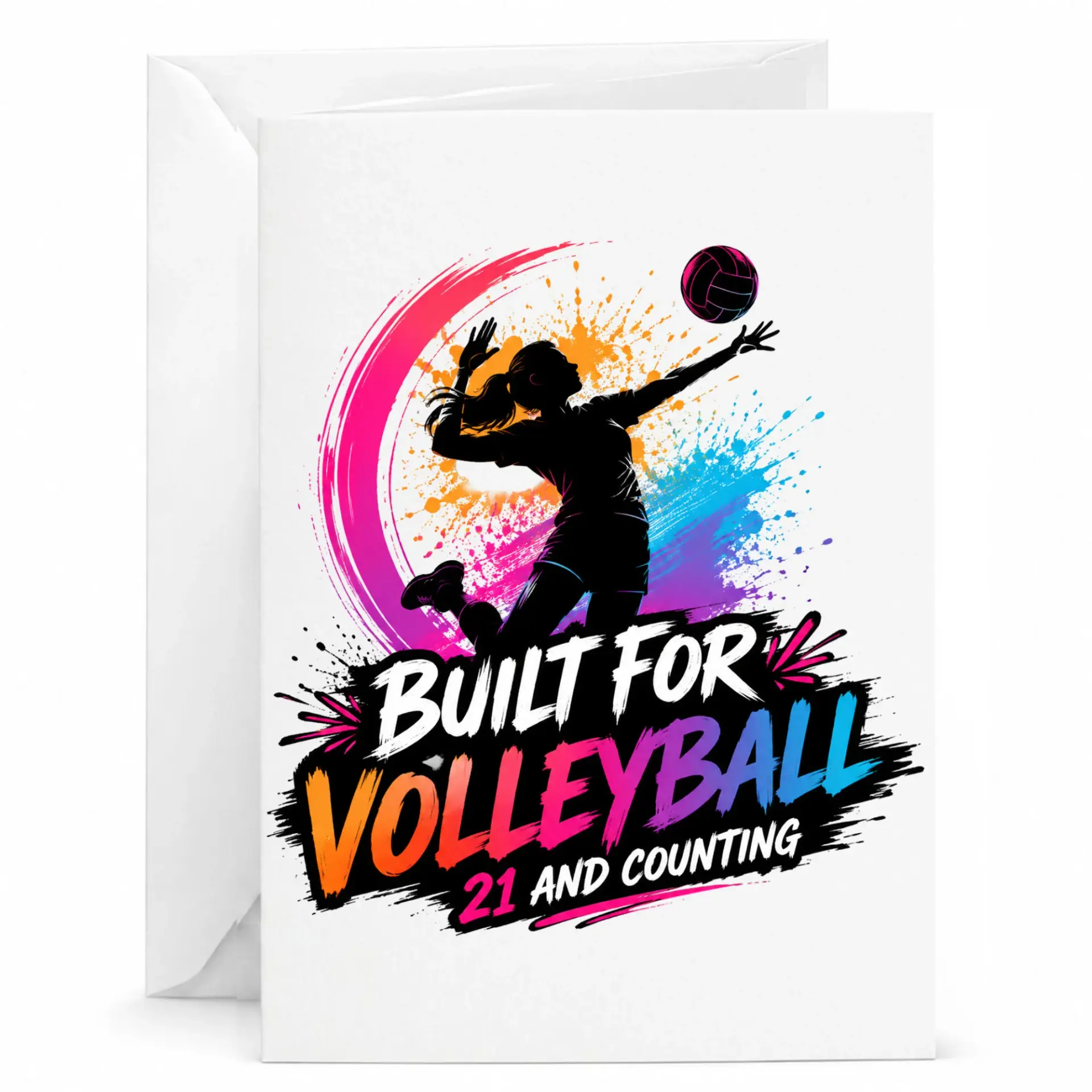 Greeting Card Built for Volleyball 21 and Counting Athletic Themed Stationery for Milestone Birthday Celebration