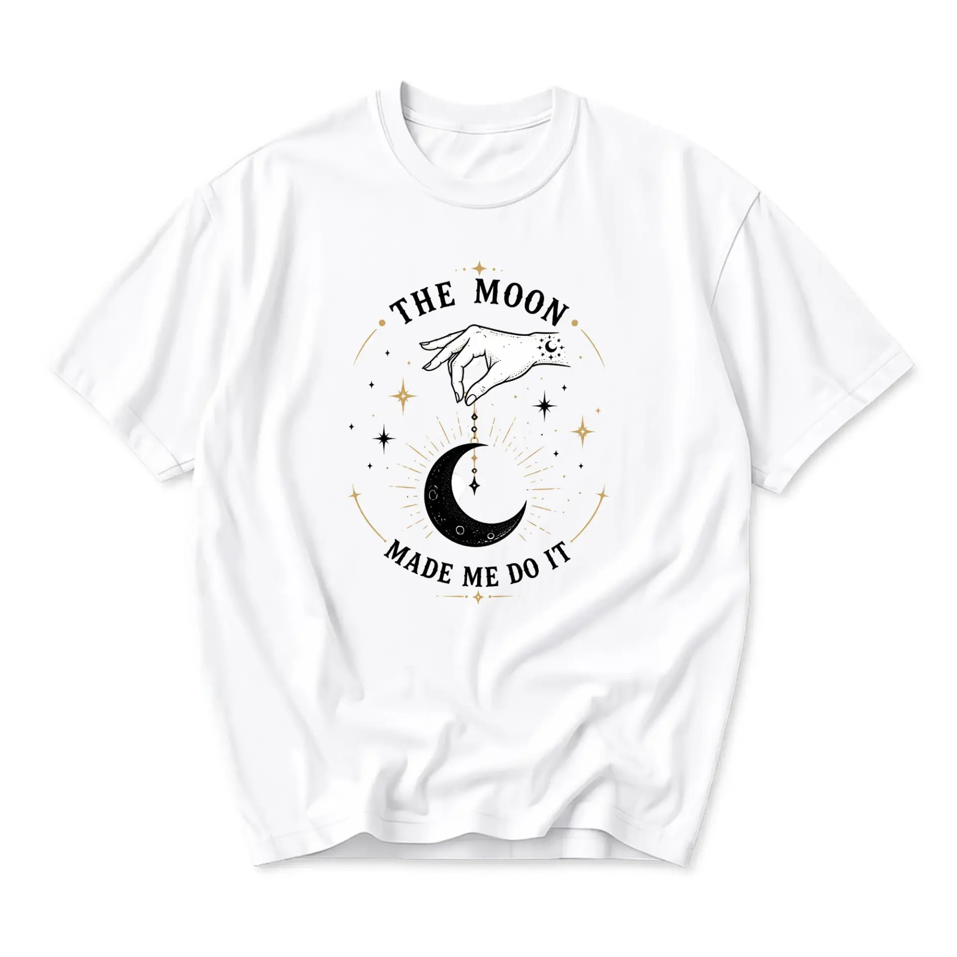Graphic Tee the Moon Made Me Do It Celestial Aesthetic Short Sleeve Unisex Casual Everyday Crew Neck Shirt