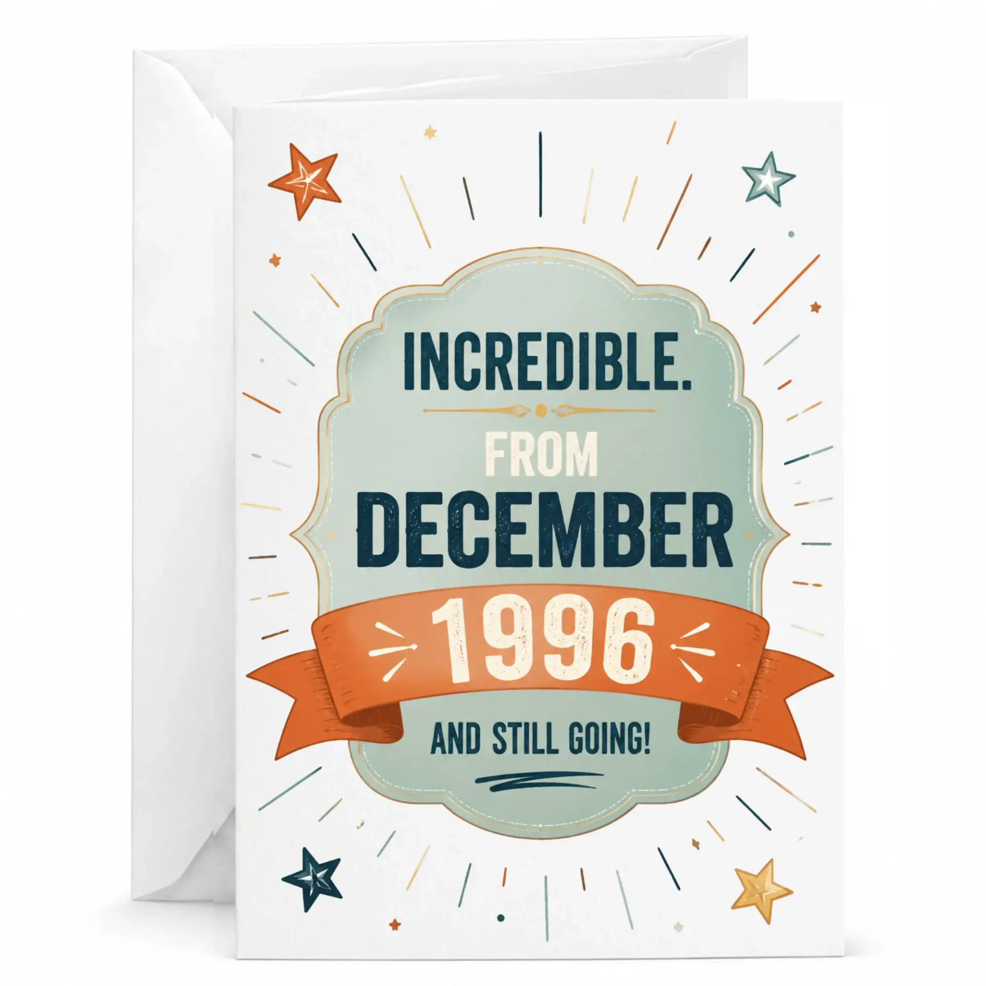 Greeting Card Incredible from December 1996 and Still Going Vintage Style Birthday Celebration Card 5x7 Inches