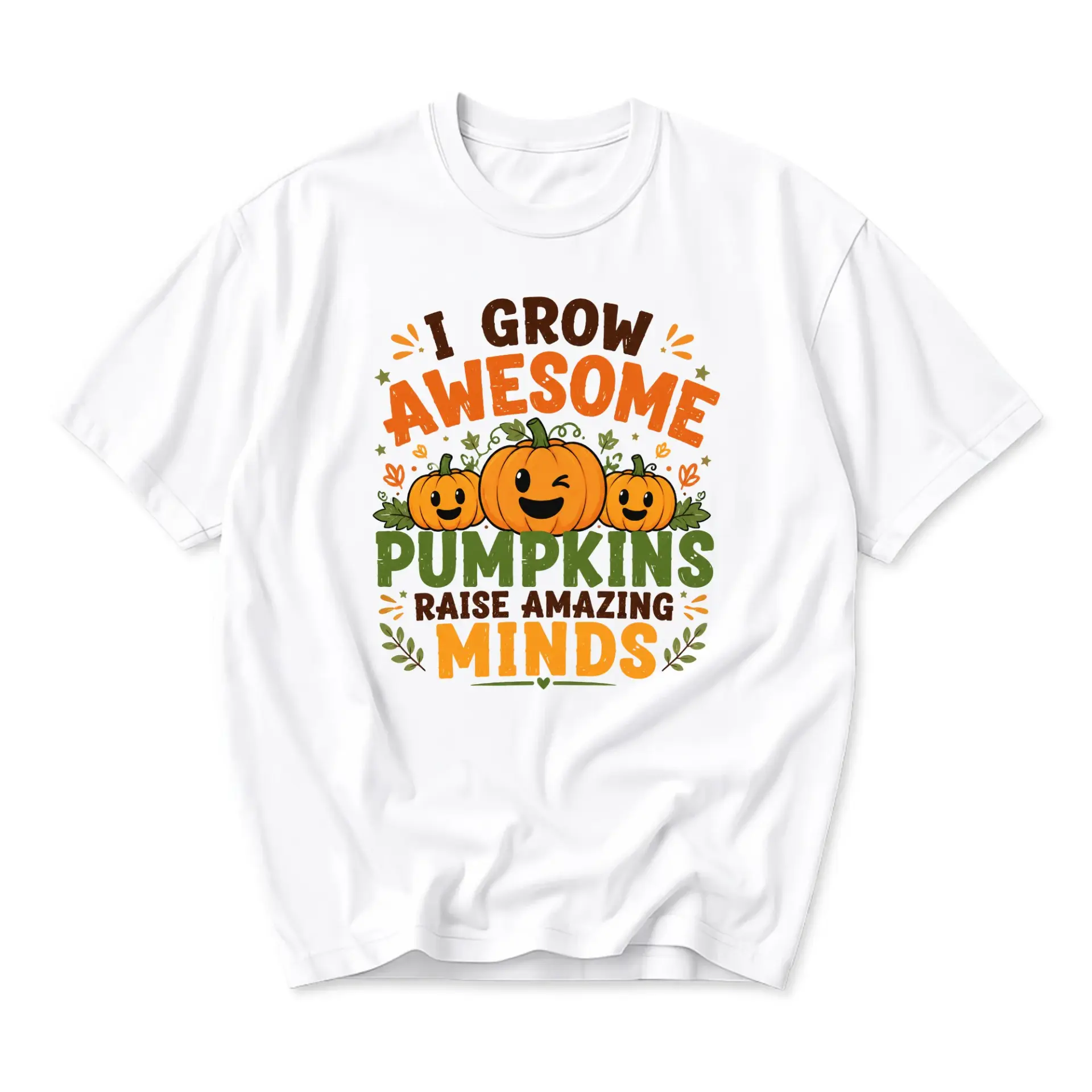 Graphic Tee I Grow Awesome Pumpkins Raise Amazing Minds Fall Autumn Seasonal Unisex Crew Neck Cotton Shirt