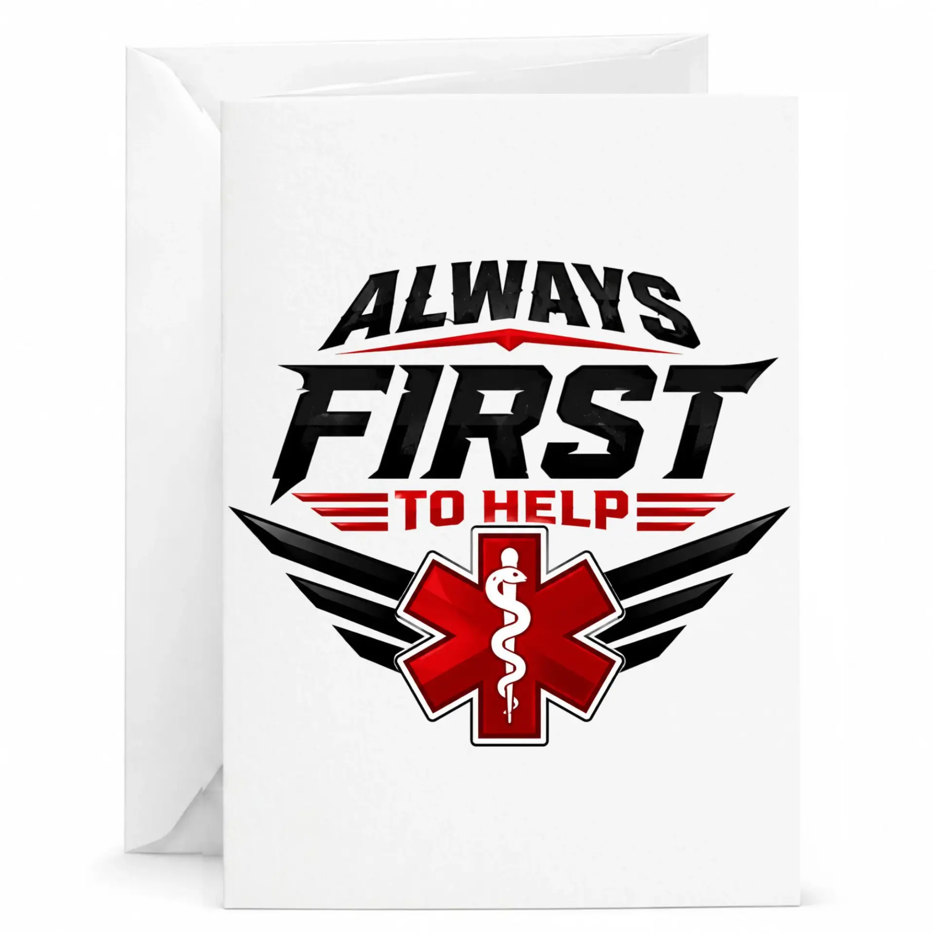 Always First to Help Medical Greeting Card with Emergency Professional Responder Emblem Design for Appreciation