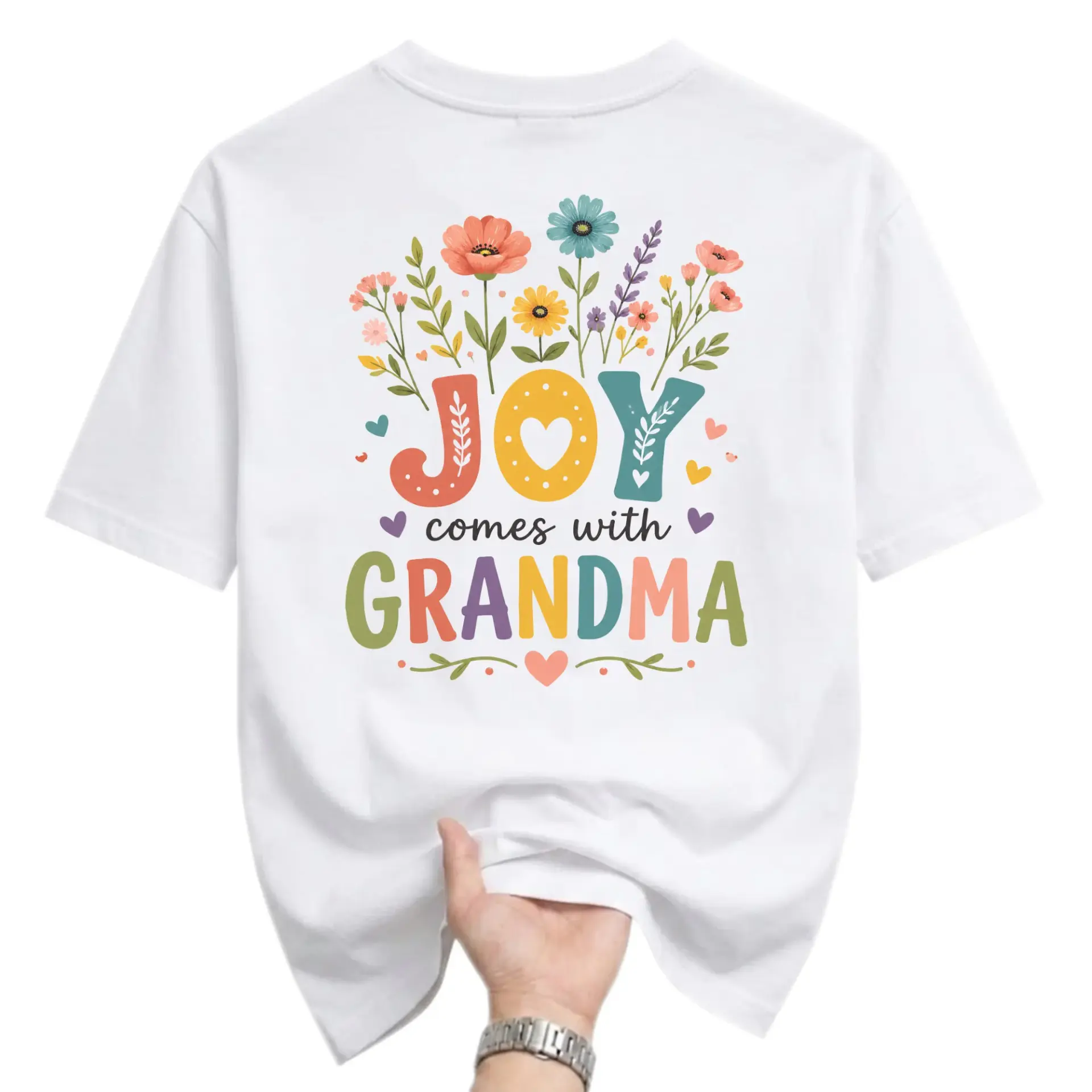 Graphic Comes with Grandma Floral Botanical Print Unisex Casual Crew Neck